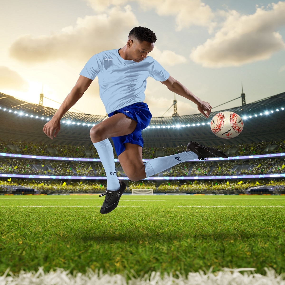 Camiseta de fútbol unisex PREMIUM Asioka - Azul celeste Azul celeste-5