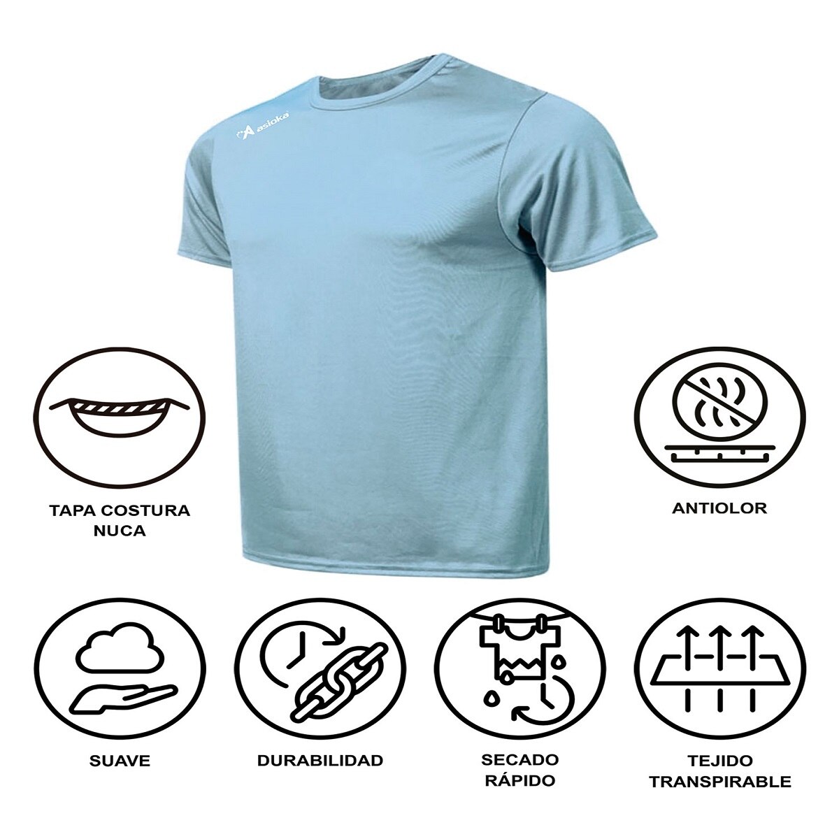 Camiseta de fútbol de niños PREMIUM Asioka - Azul celeste Azul celeste-7
