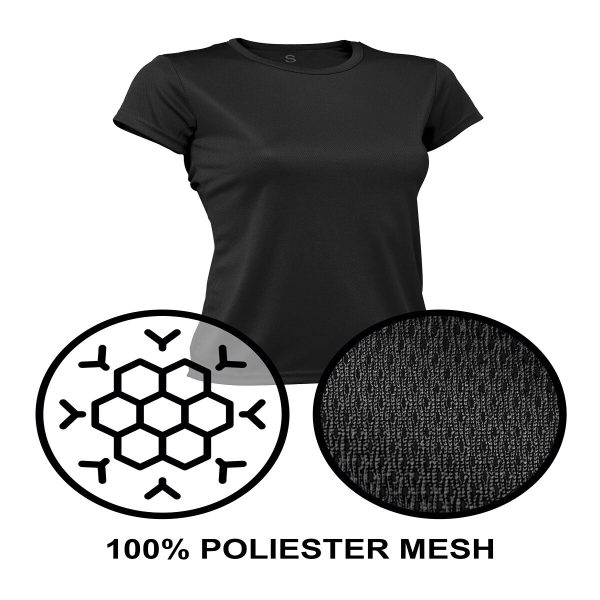 Camiseta deportiva de niña PO Asioka - Negro Negro-3