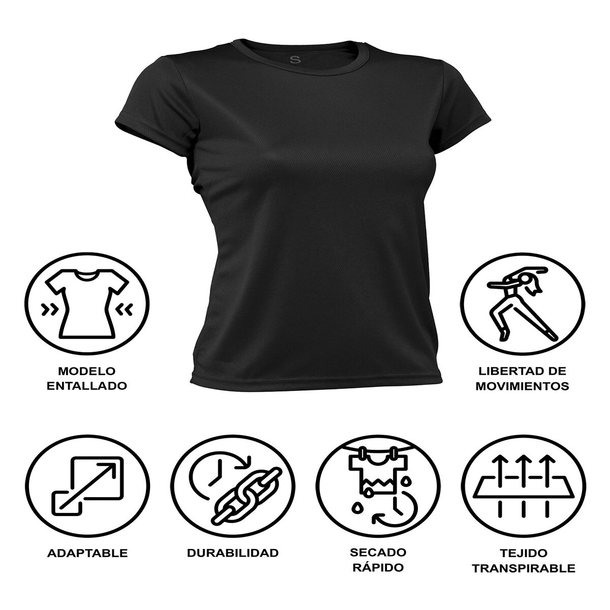 Camiseta deportiva de niña PO Asioka - Negro Negro-4