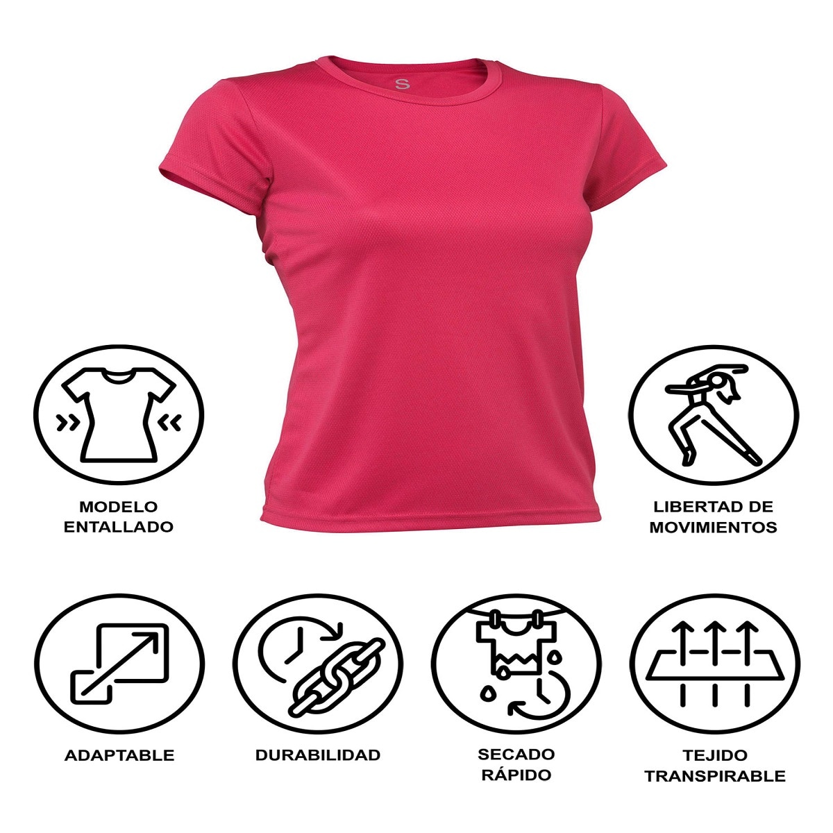 Camiseta deportiva de niña PO Asioka - Fucsia Fucsia-5