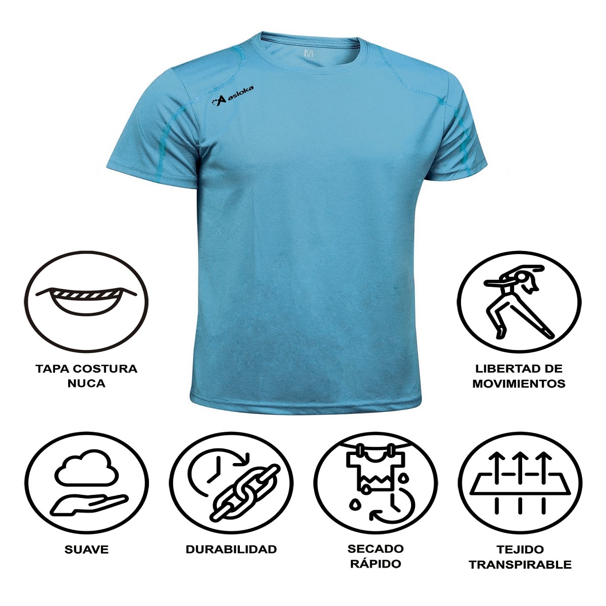 Camiseta deportiva de niño RIO Asioka - Turquesa Turquesa-7