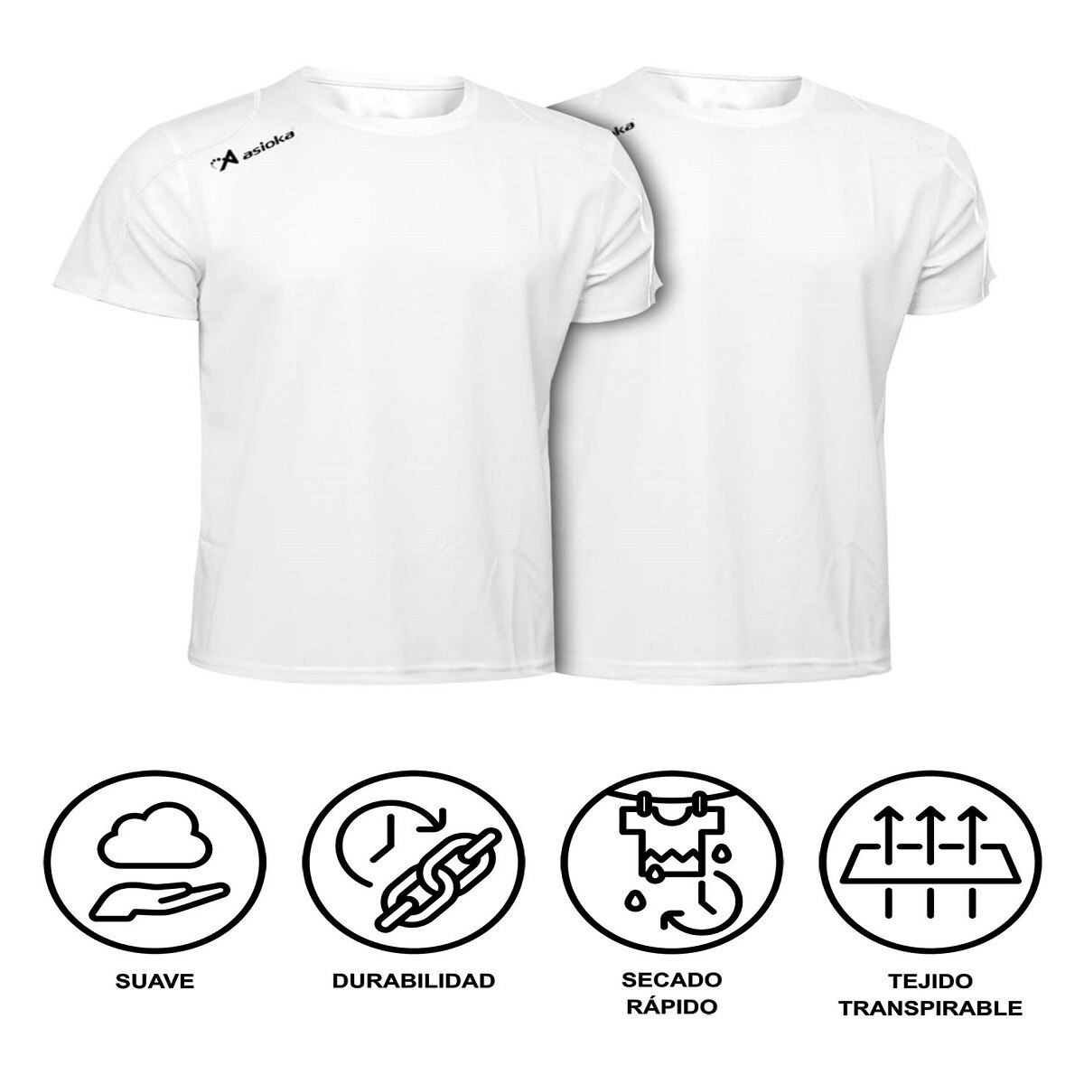 Imagen 6 de Pack 2 camisetas deportivas de hombre RIO Asioka - Blanco Blanco