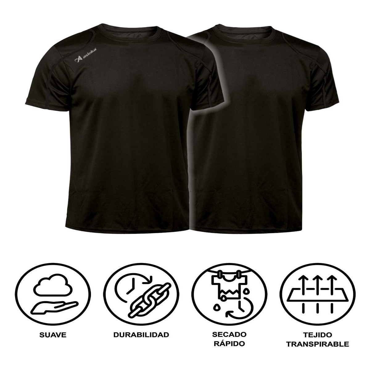 Imagen 6 de Pack 2 camisetas deportivas de hombre RIO Asioka - Negro Negro