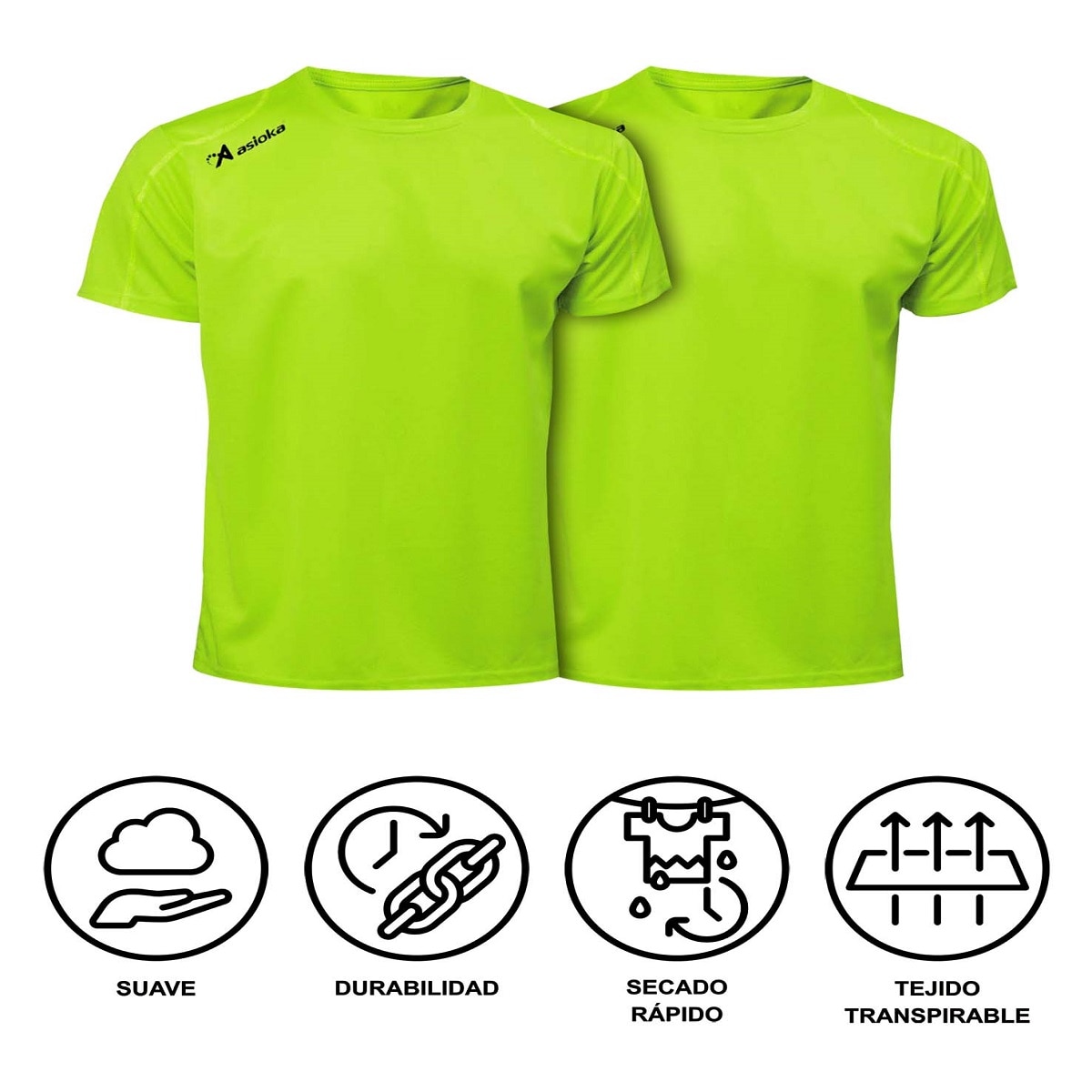 Imagen 6 de Pack 2 camisetas deportivas de hombre RIO Asioka - Verde flúor Verde flúor