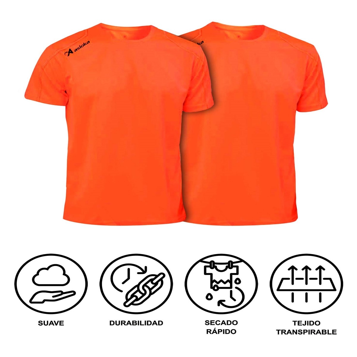 Imagen 5 de Pack 2 camisetas deportivas de hombre RIO Asioka - Naranja fuerte Naranja fuerte