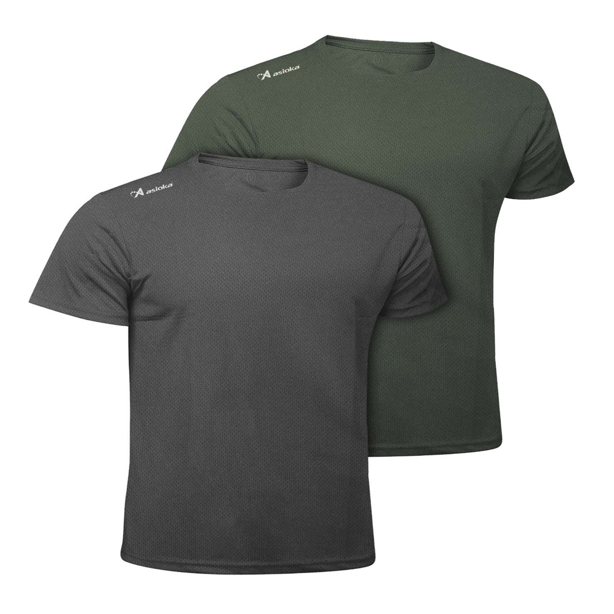 Pack 2 camisetas de running de hombre RIO JASPE Asioka - Gris / Verde Gris / Verde-1