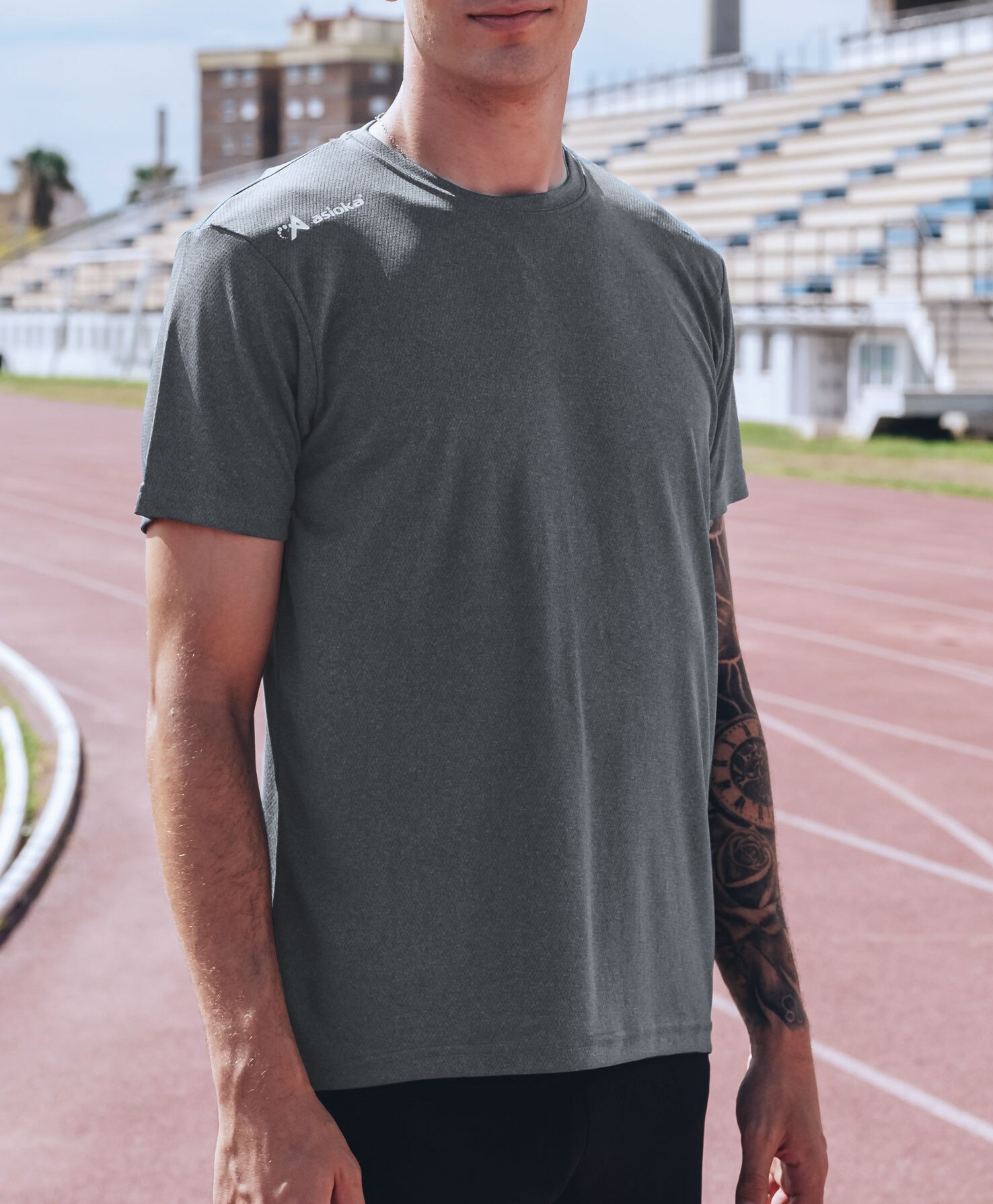 Pack 2 camisetas de running de hombre RIO JASPE Asioka - Gris / Verde Gris / Verde-4