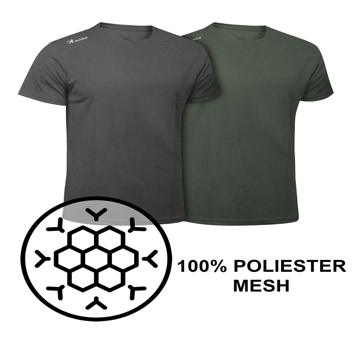 Pack 2 camisetas de running de hombre RIO JASPE Asioka - Gris / Verde Gris / Verde-6