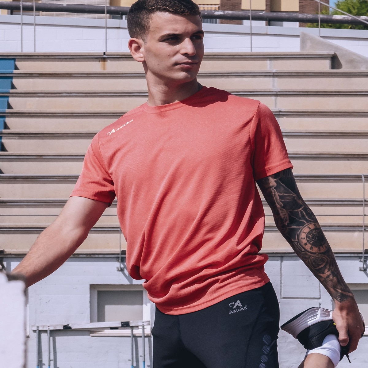 Pack 2 camisetas de running de hombre RIO JASPE Asioka - Rojo / Gris Rojo / Gris-4