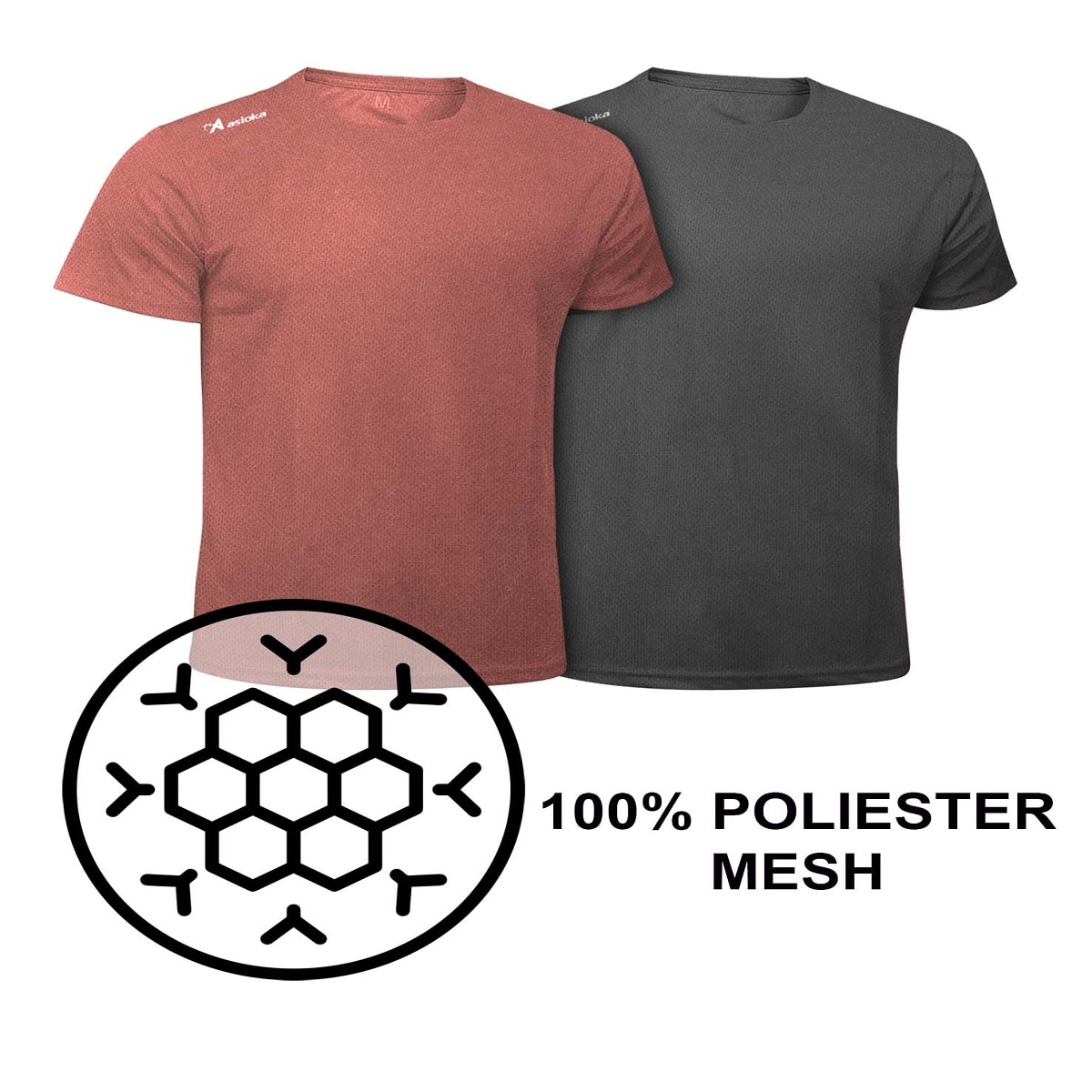 Pack 2 camisetas de running de hombre RIO JASPE Asioka - Rojo / Gris Rojo / Gris-6