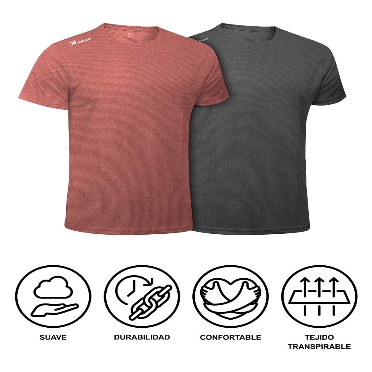Pack 2 camisetas de running de hombre RIO JASPE Asioka - Rojo / Gris Rojo / Gris-7