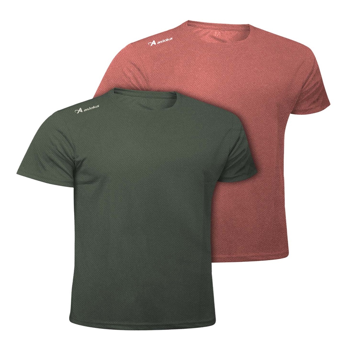 Pack 2 camisetas de running de hombre RIO JASPE Asioka - Rojo / Verde Rojo / Verde-1