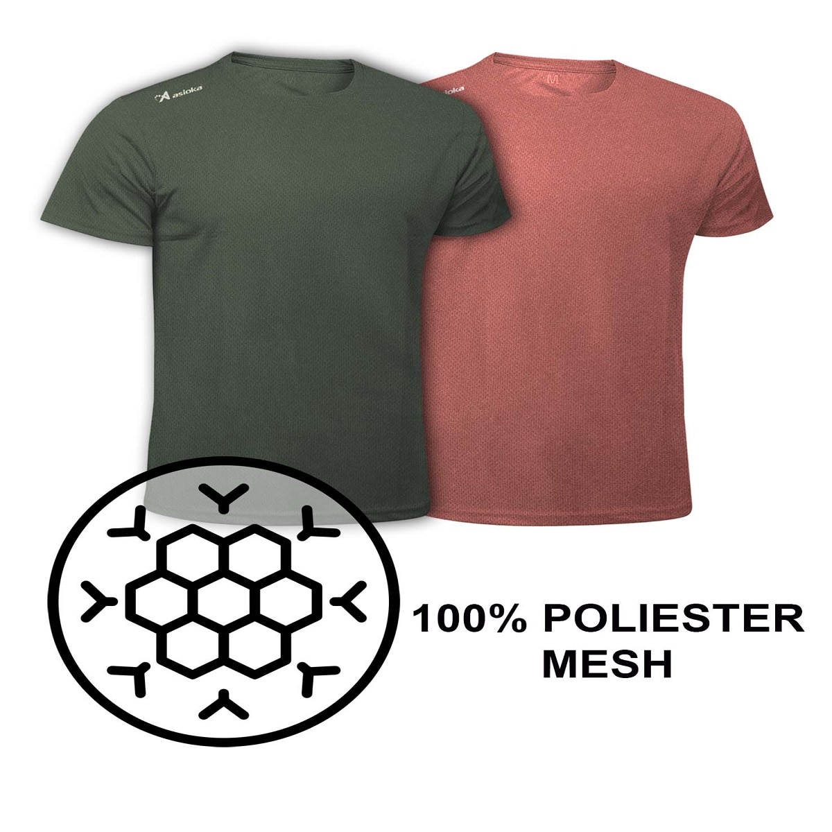 Pack 2 camisetas de running de hombre RIO JASPE Asioka - Rojo / Verde Rojo / Verde-6