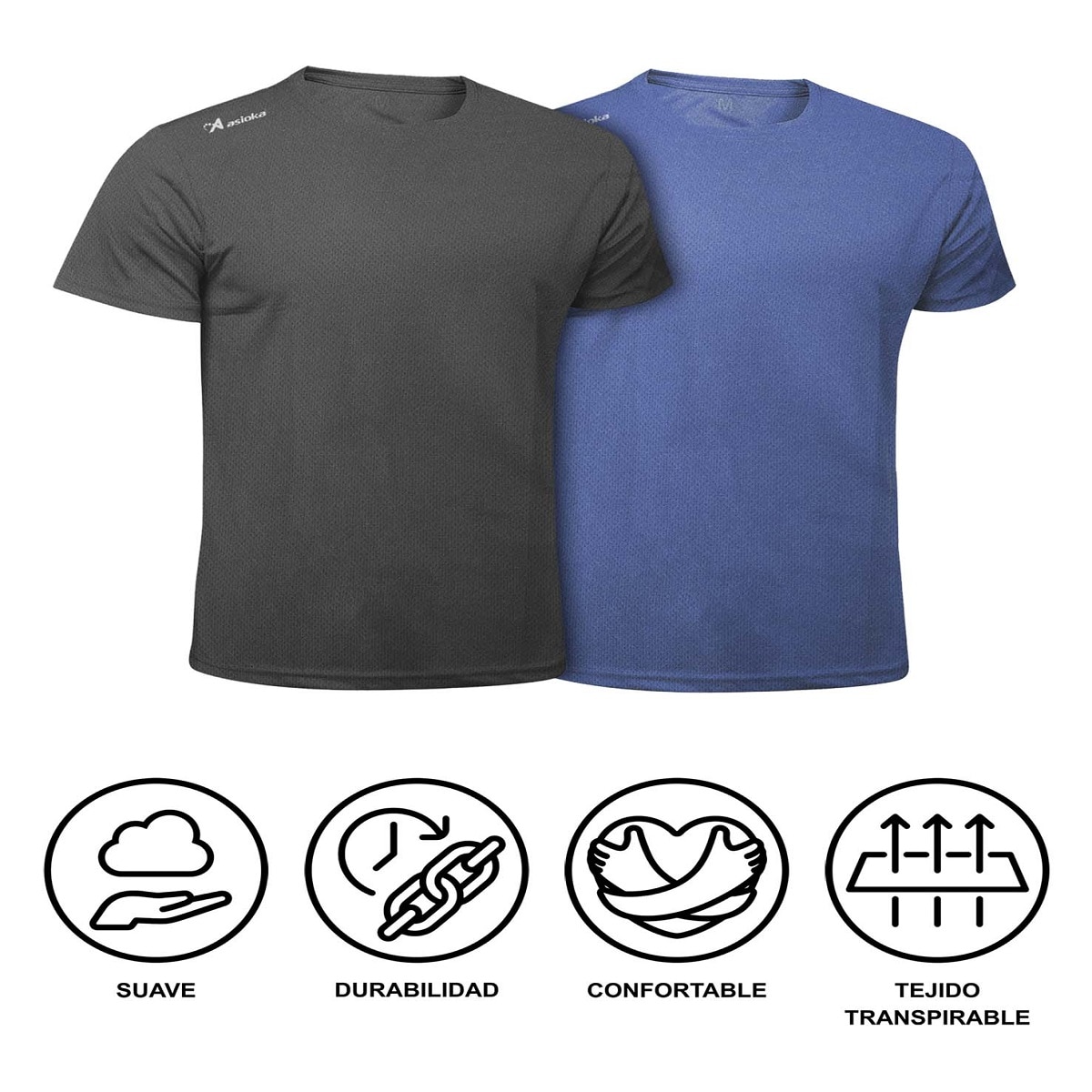 Pack 2 camisetas de running de hombre RIO JASPE Asioka - Gris / Azul Gris / Azul-7