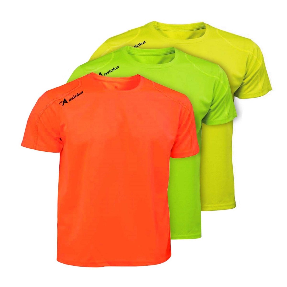 Asioka Pack 3 camisetas deportivas de hombre RIO Negro / Azul / Blanco