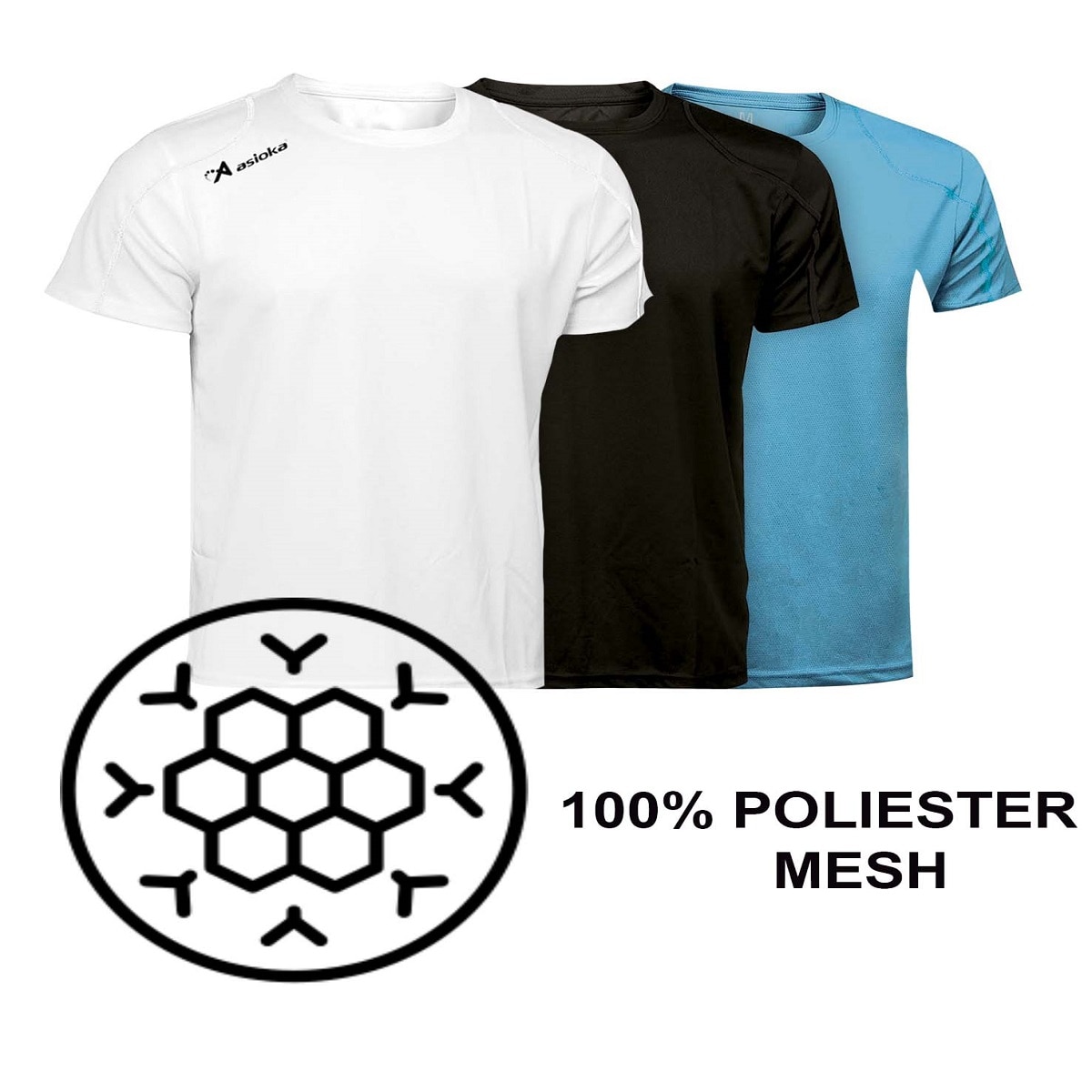 Pack 3 camisetas deportivas de hombre RIO Asioka - Negro / Azul / Blanco Negro / Azul / Blanco-5