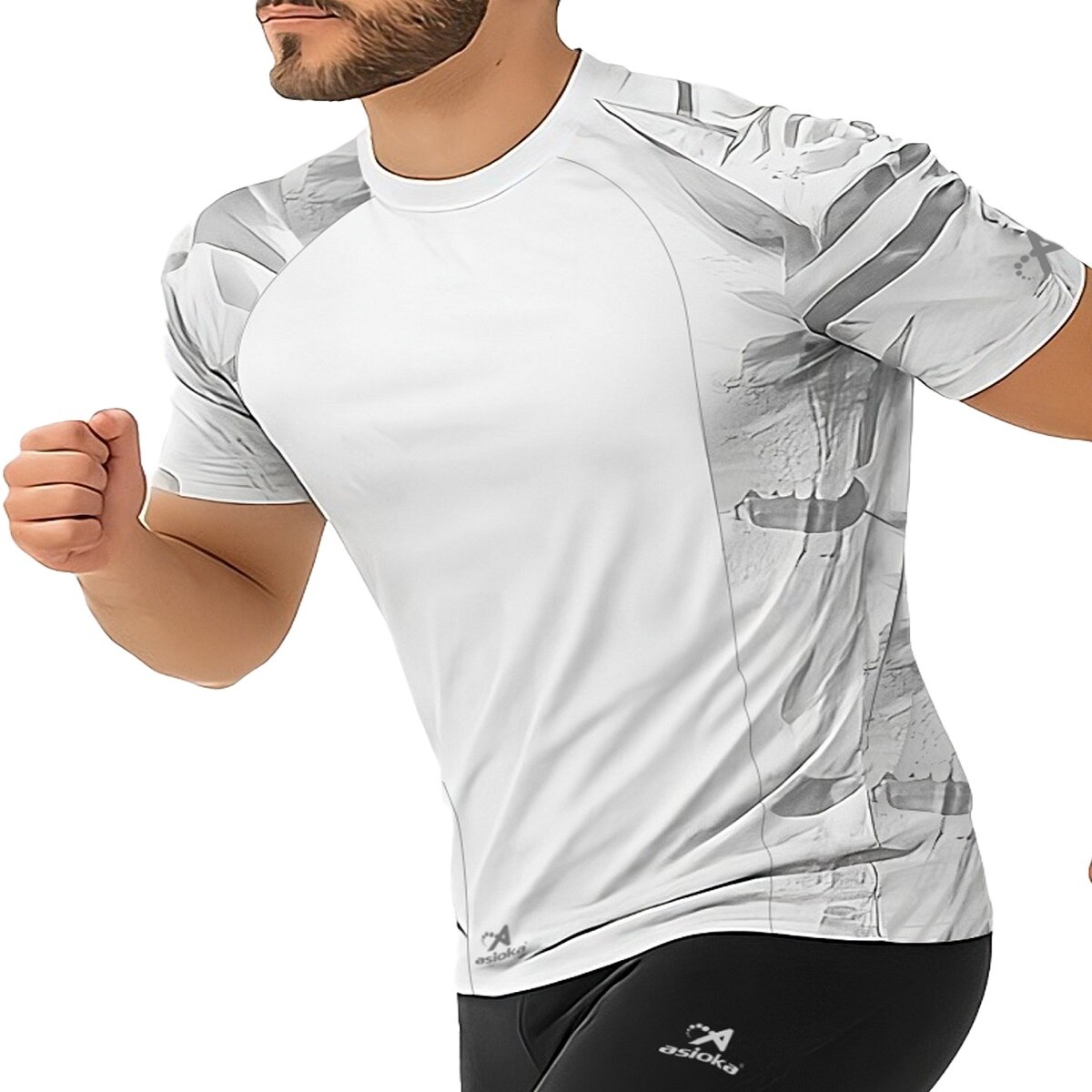Imagen 4 de Camiseta de Running de hombre VALENCIA Asioka - Blanco / Gris Blanco / Gris