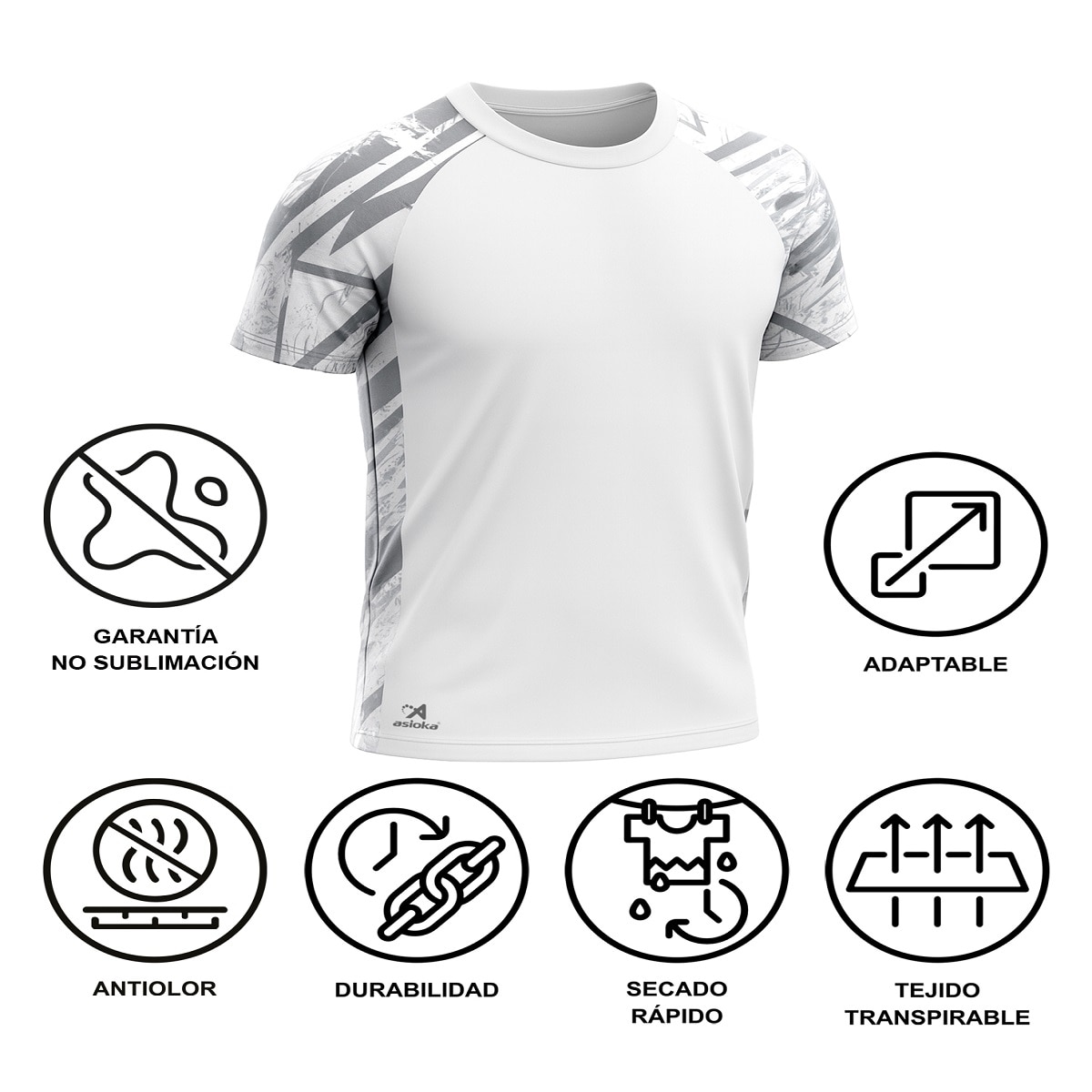 Imagen 6 de Camiseta de Running de hombre VALENCIA Asioka - Blanco / Gris Blanco / Gris