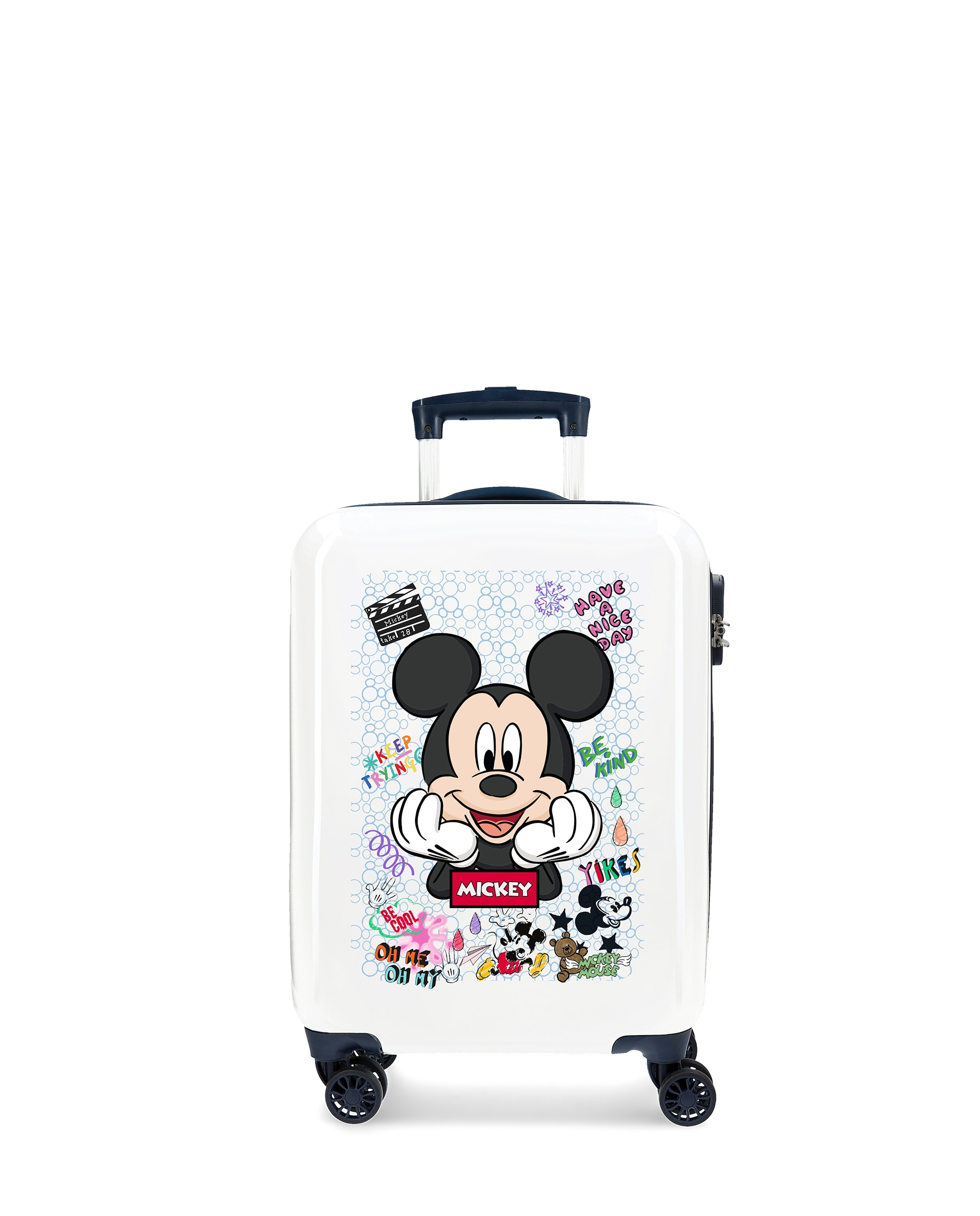 Disney - Maleta de cabina Mickey Be Cool blanco con capacidad de 34L.