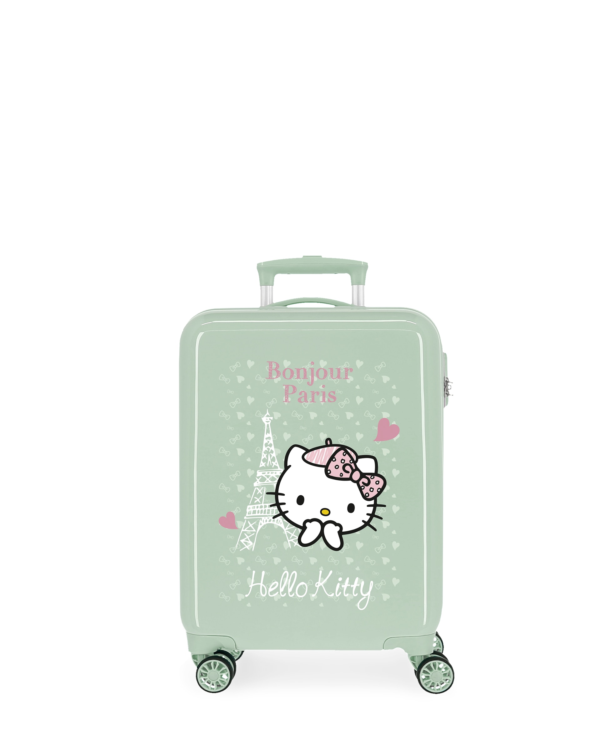 Imagen 0 de Maleta de cabina Hello Kitty Paris rígida con capacidad de 34L Verde menta