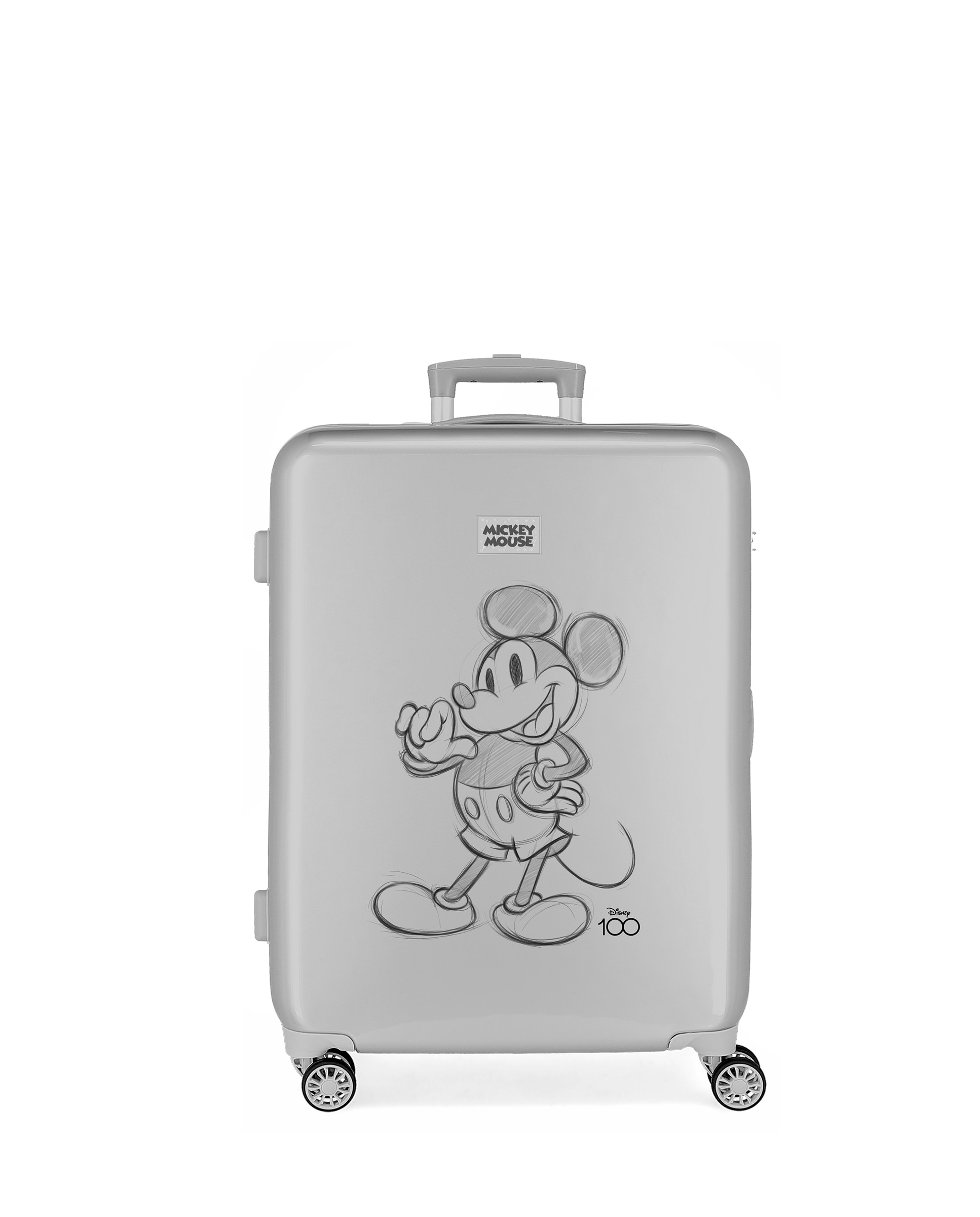 Disney - Maleta Mediana Mickey rígida 65cm con capacidad de 70L en plata.