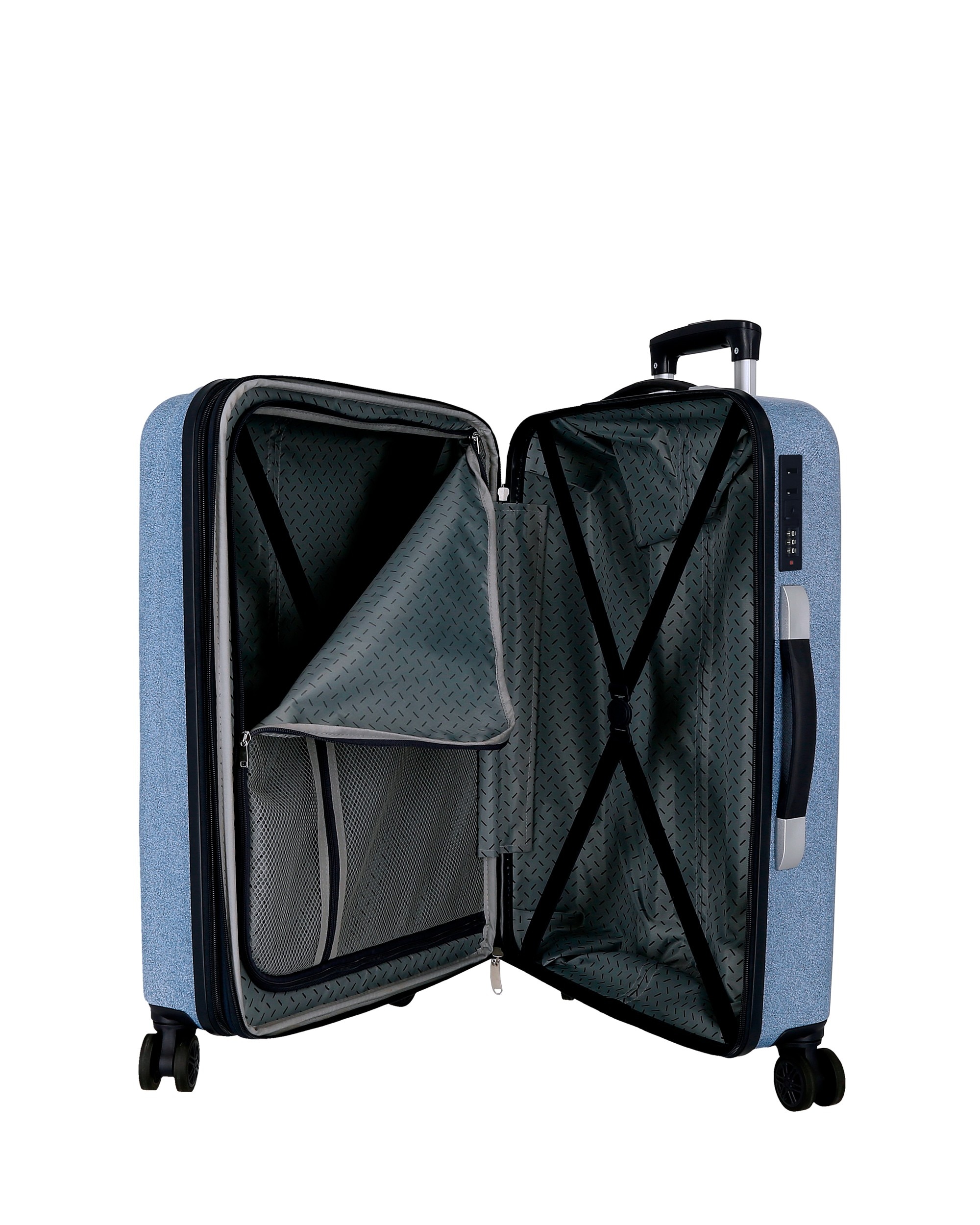 Conjunto de Malas (cabine e Média) Style Rígida com Capacidade de 104l Azul denim-5