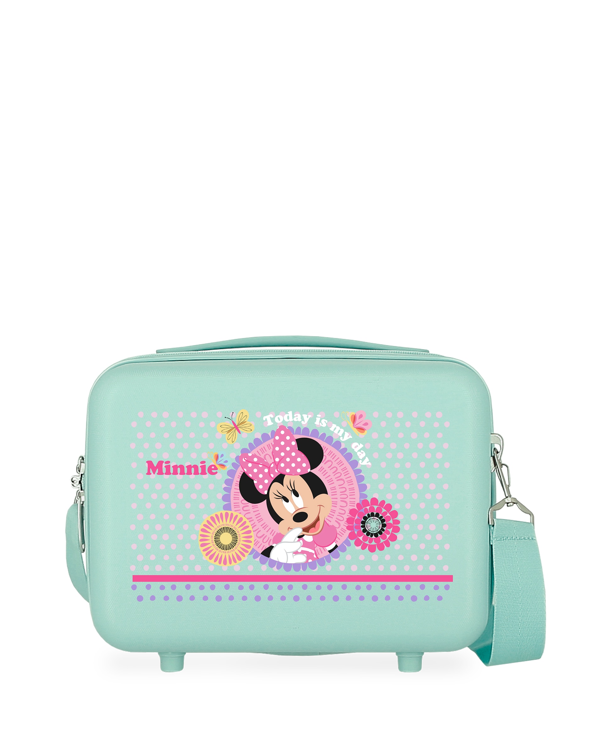 Necessaire Adaptável com Mala a Tiracolo Minnie Today Is My Day Turquesa-1
