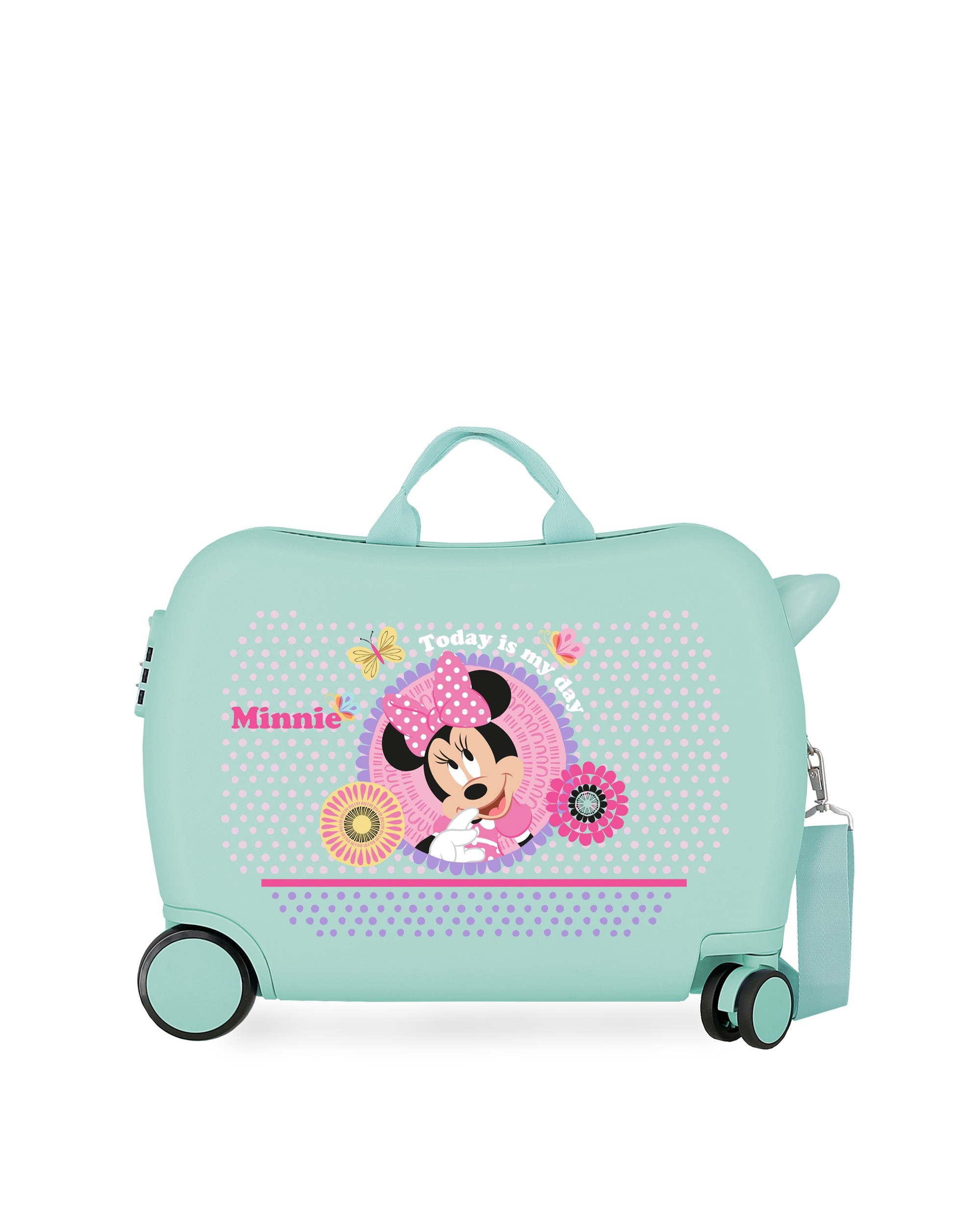 Mala Infantil 2 Rodas Multidirecionais Minnie Today Is My Day Turquesa-1