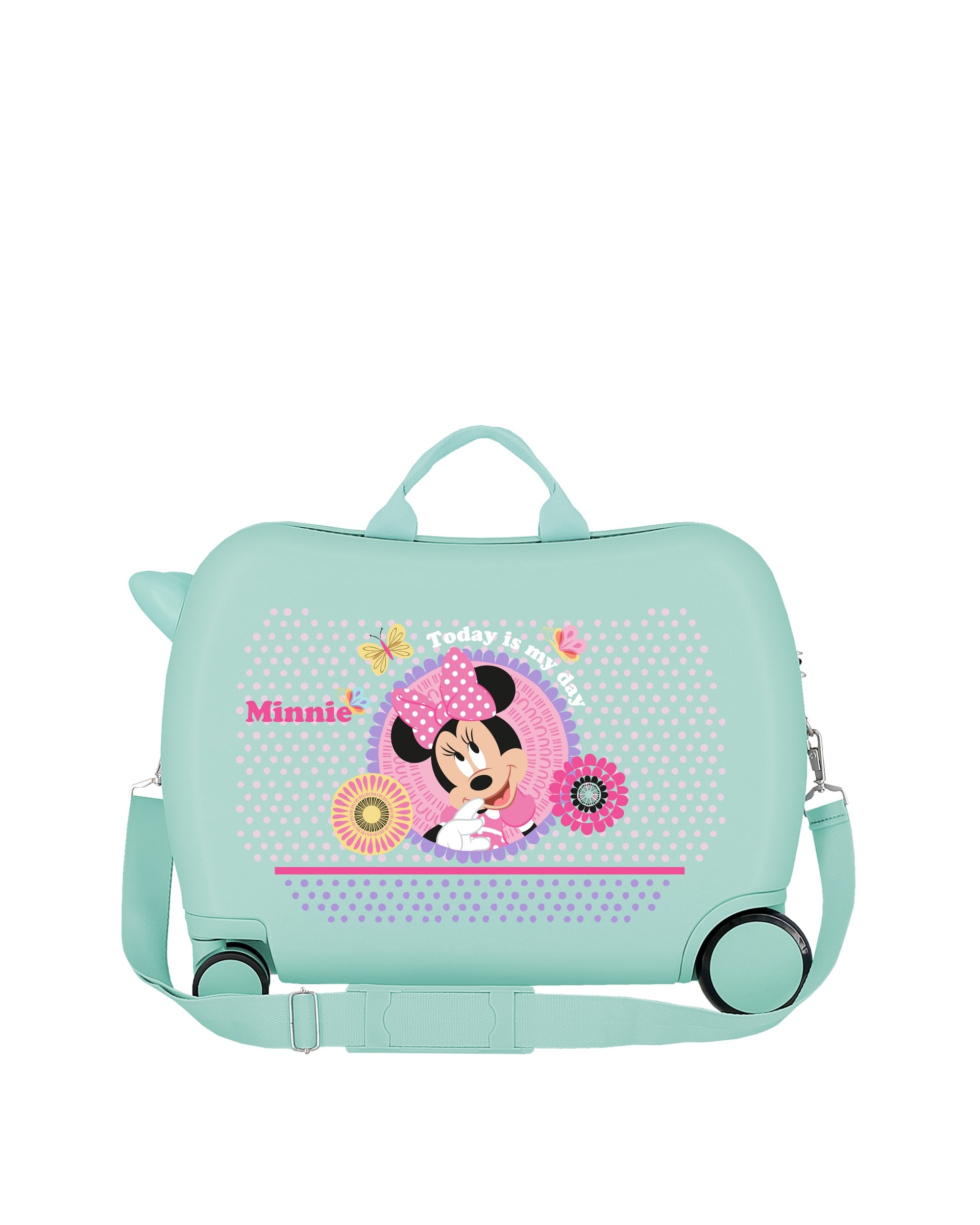 Mala Infantil 2 Rodas Multidirecionais Minnie Today Is My Day Turquesa-3
