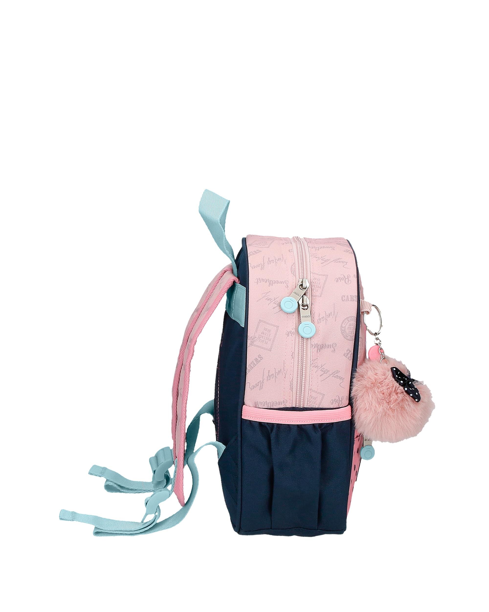 Mochila pequeña para niña Enso Bonjour con bolsillos laterales. Azul-2