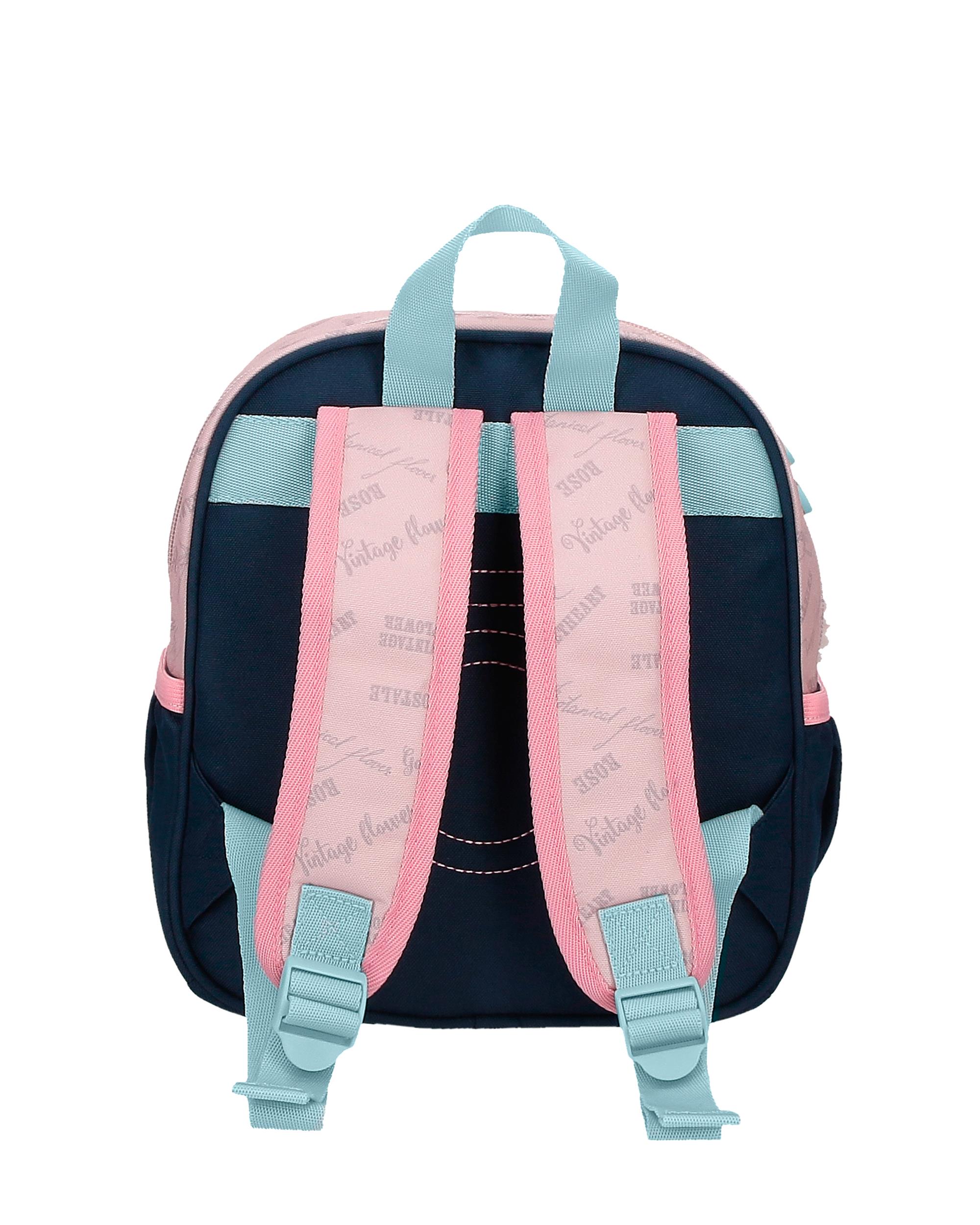 Mochila pequeña para niña Enso Bonjour con bolsillos laterales. Azul-3