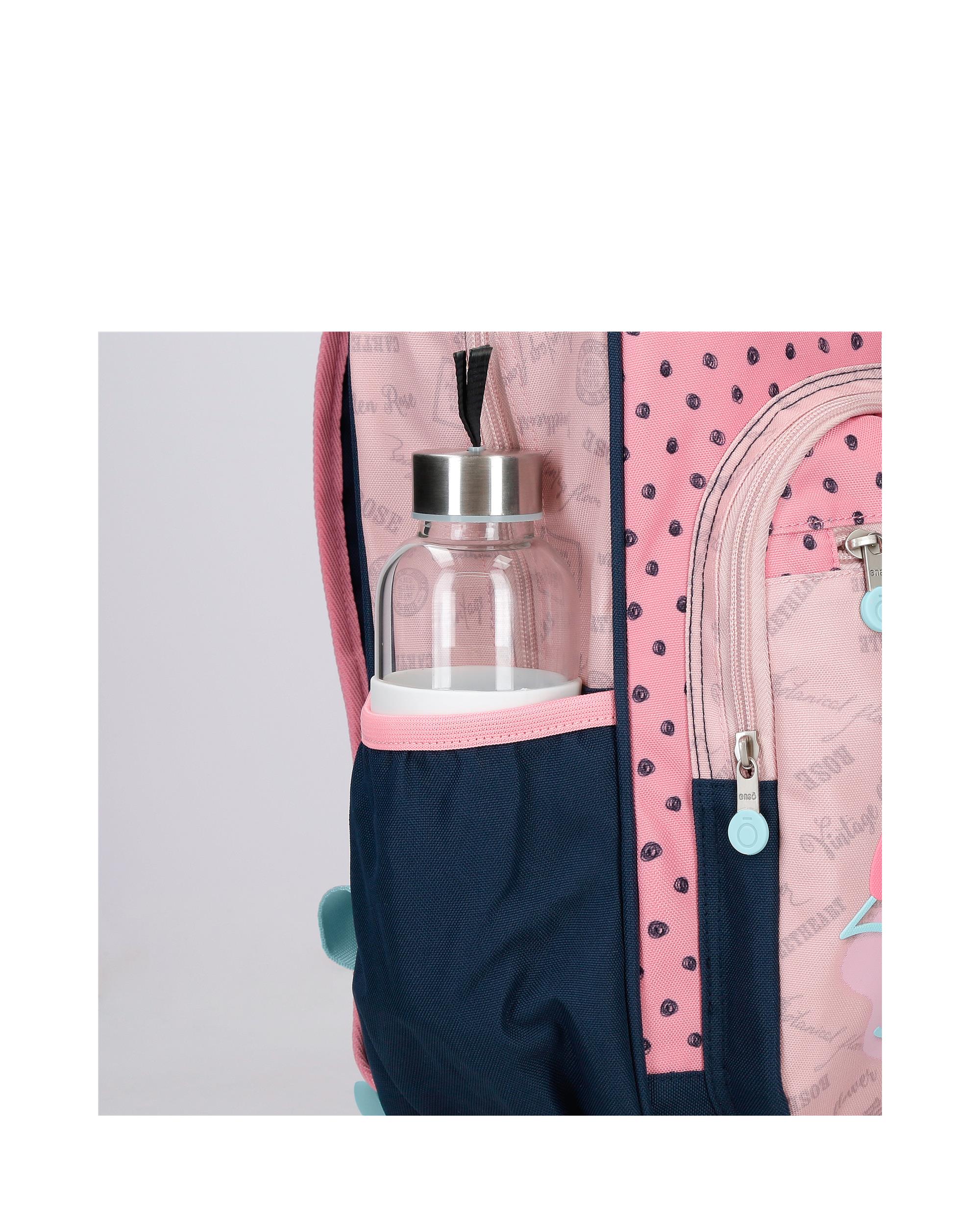 Mochila pequeña para niña Enso Bonjour con bolsillos laterales. Azul-6