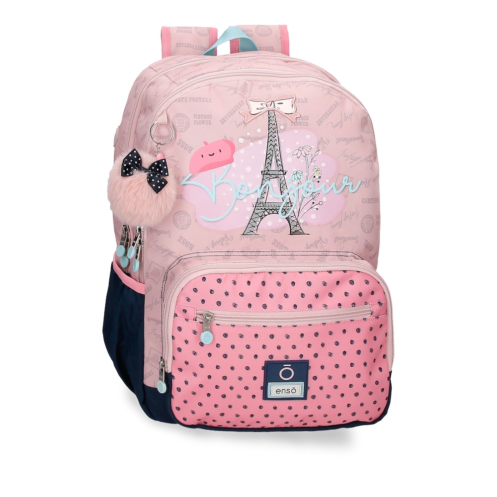 Bonjour Mochila Escolar doble compartimento rosa 32x44x17 cms poliéster 2394l 44cm