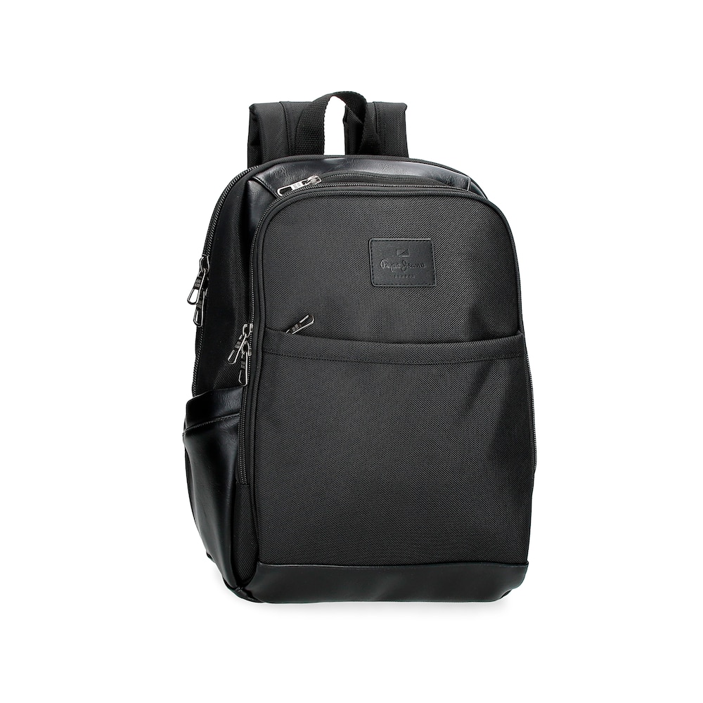 Pepe Jeans Sander mochila para portátil doble compartimento adaptable 133 negro 25x36x10 cms con detalles en piel 925l 133´´