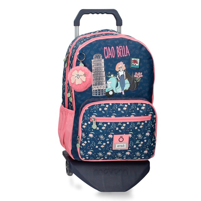 Imagen 0 de Mochila para niña Enso Ciao Bella doble compartimento  con carro