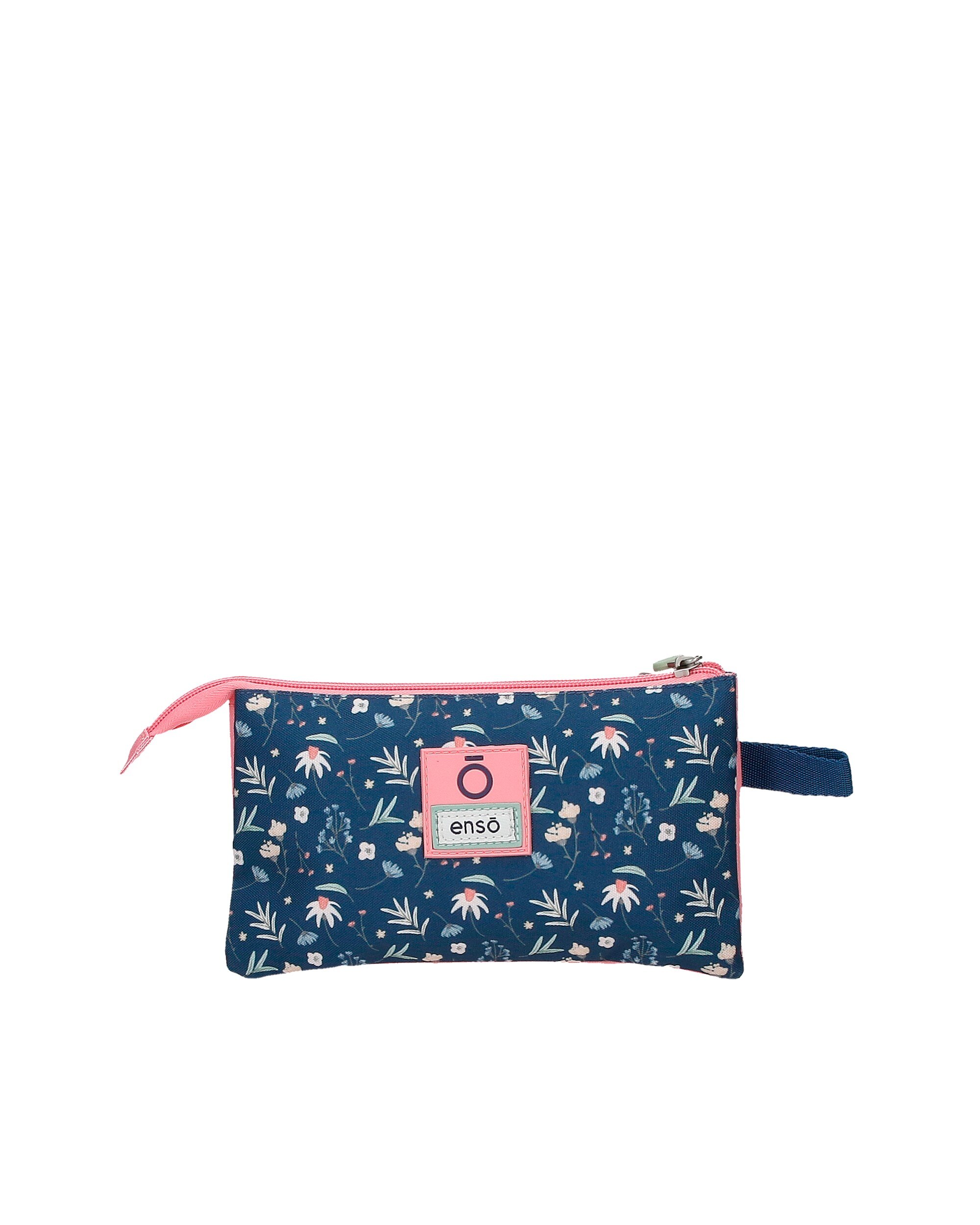 Estuche Enso Ciao Bella para niña con tres compartimentos y asa lateral Azul-3
