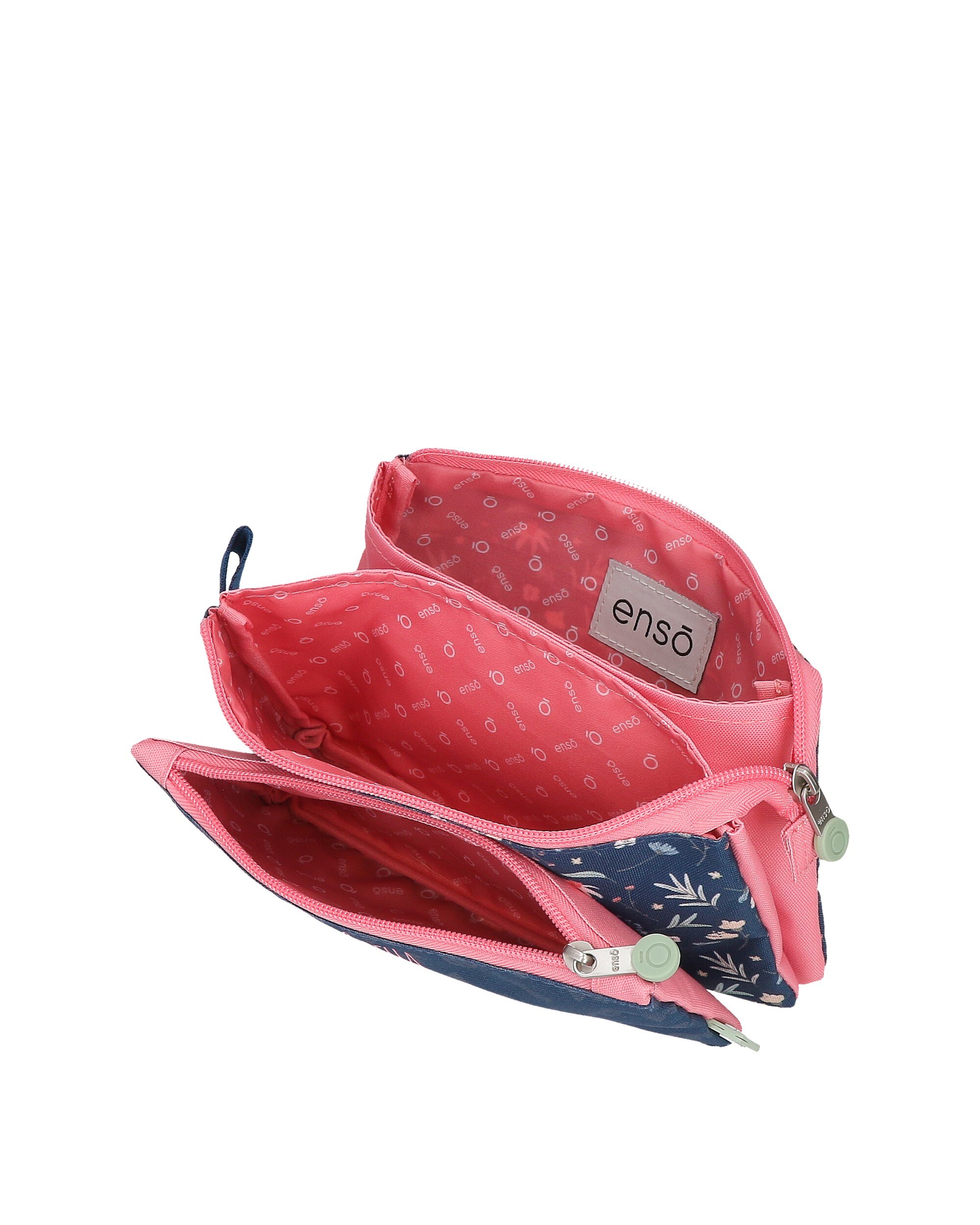 Estuche Enso Ciao Bella para niña con tres compartimentos y asa lateral Azul-4