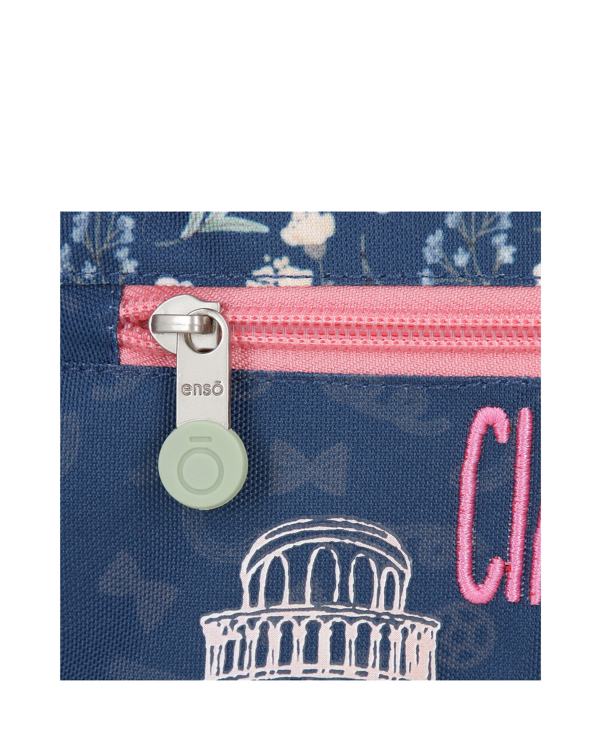 Estuche Enso Ciao Bella para niña con tres compartimentos y asa lateral Azul-6