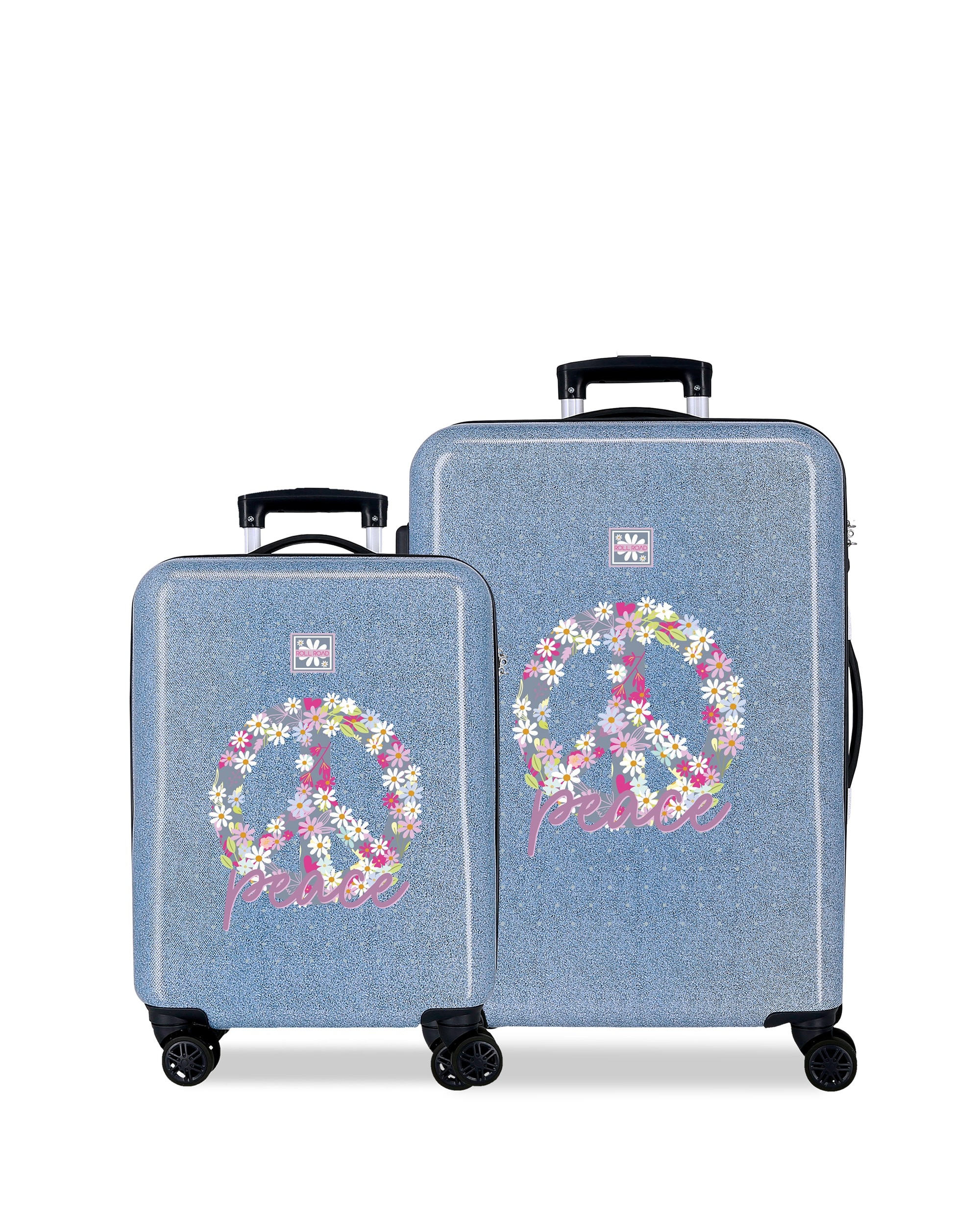 Conjunto de Malas (cabine e Média) Movom Peace Rígidas com Capacidade de 104l Azul-1