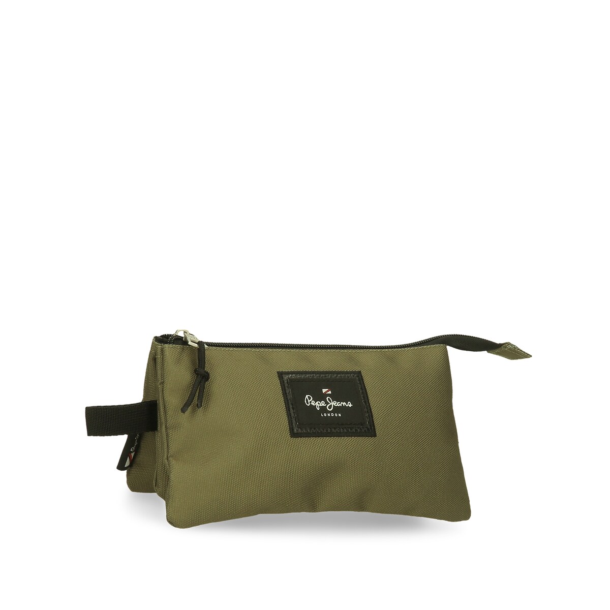 Estuche Pepe Jeans Aris Colorful tres compartimentos caqui oscuro