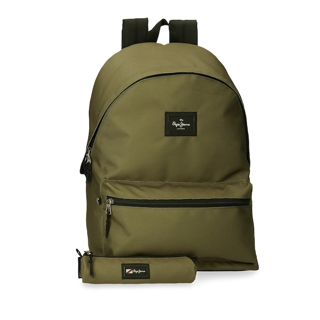Imagen 0 de Mochila Pepe Jeans Aris + Estuche escolar caqui oscuro