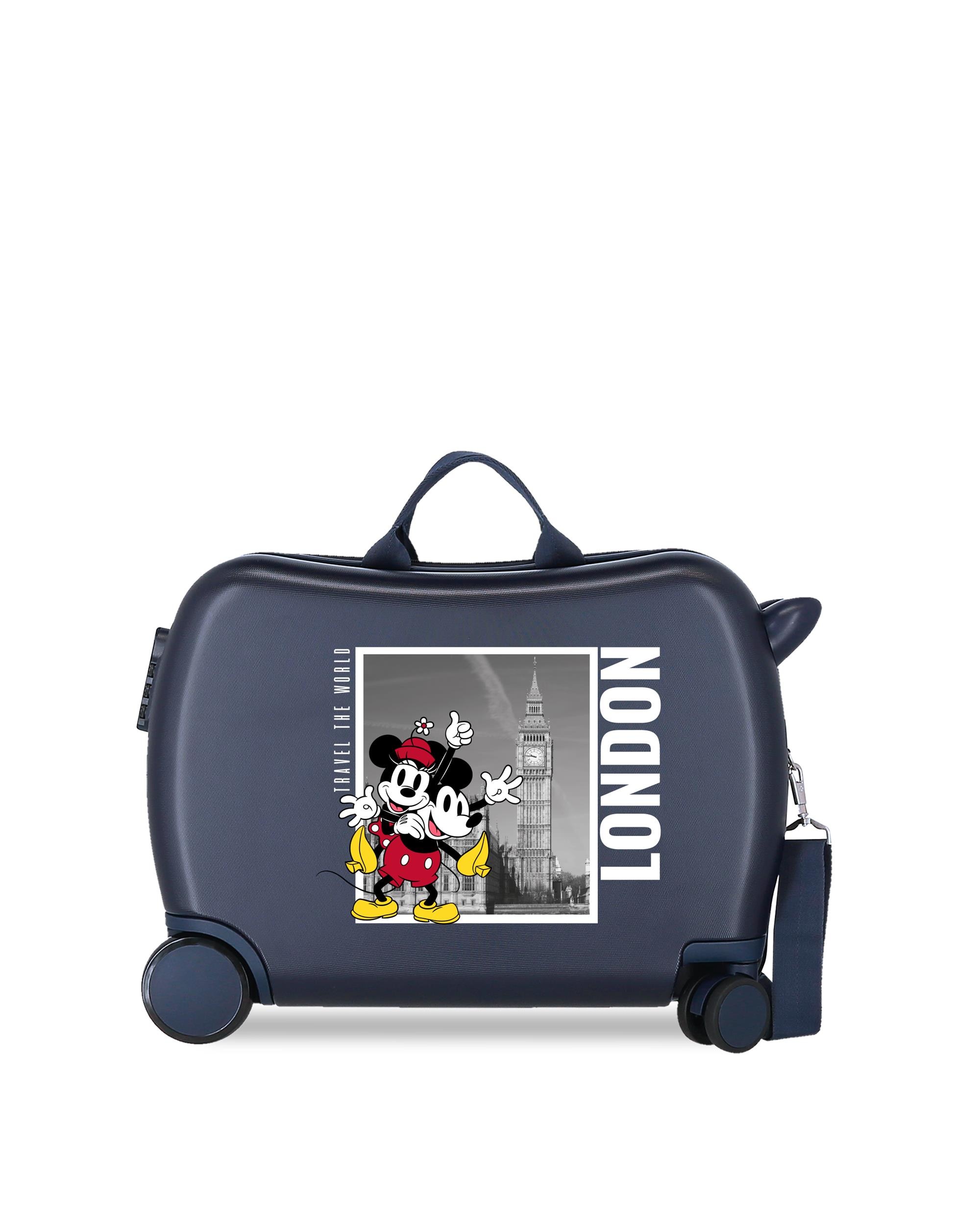 Mala Infantil Mickey e Minnie Londres 2 Rodas Multidirecionais com Capacidade de 34l Azul-marinho-1