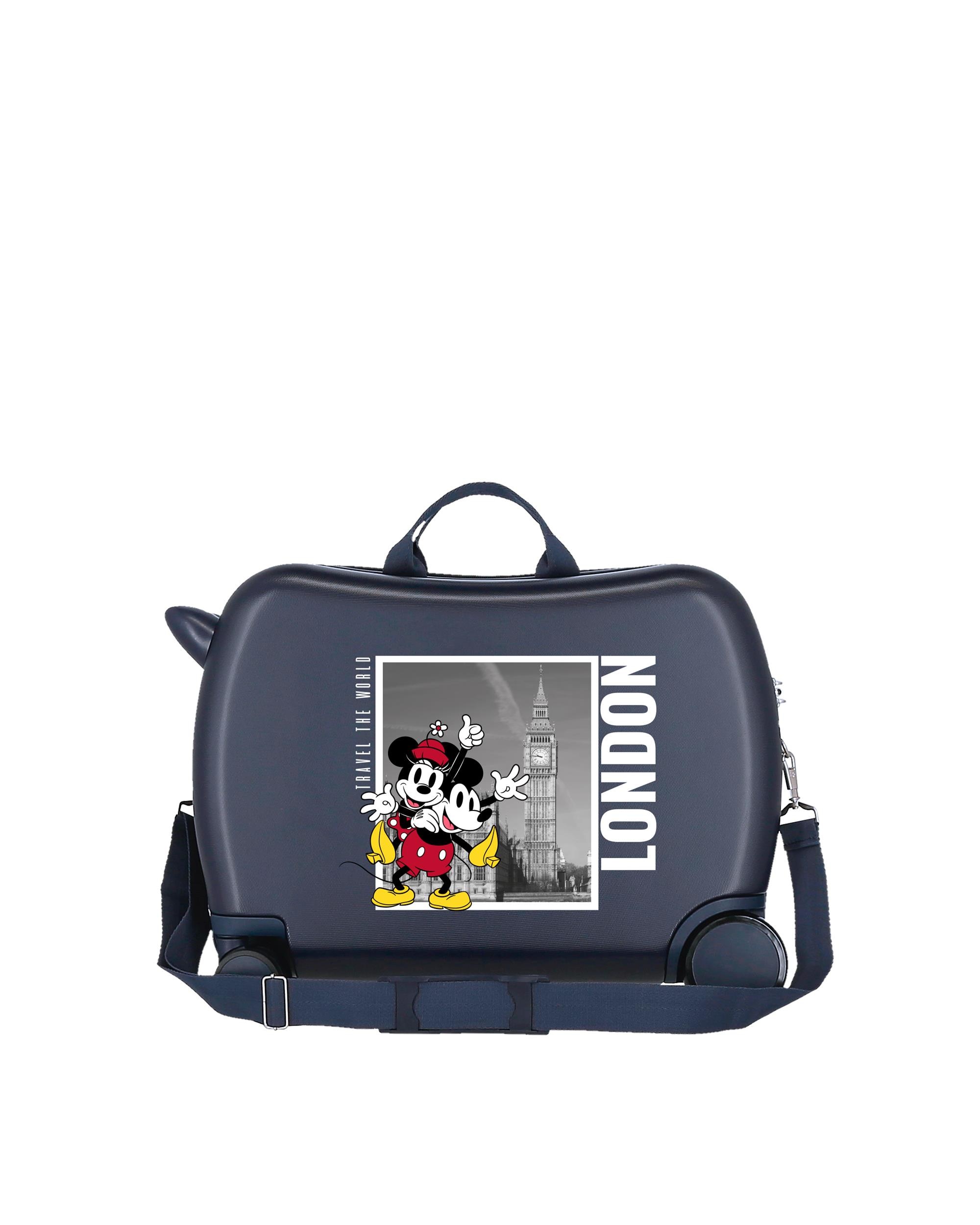 Mala Infantil Mickey e Minnie Londres 2 Rodas Multidirecionais com Capacidade de 34l Azul-marinho-3