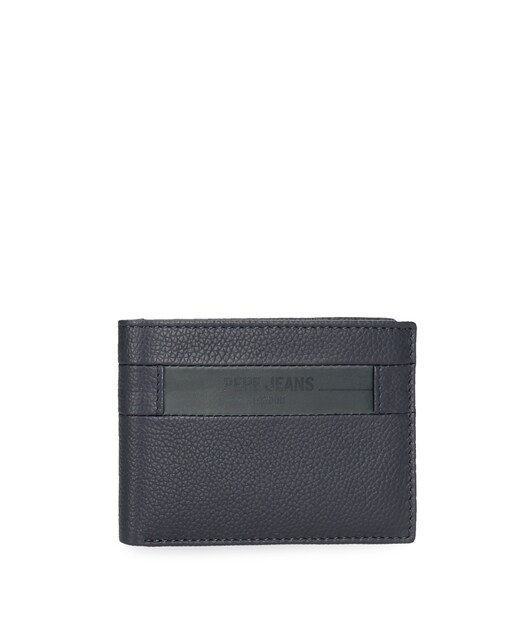 Imagen 0 de Cartera de hombre Checkbox horizontal de piel en azul marino