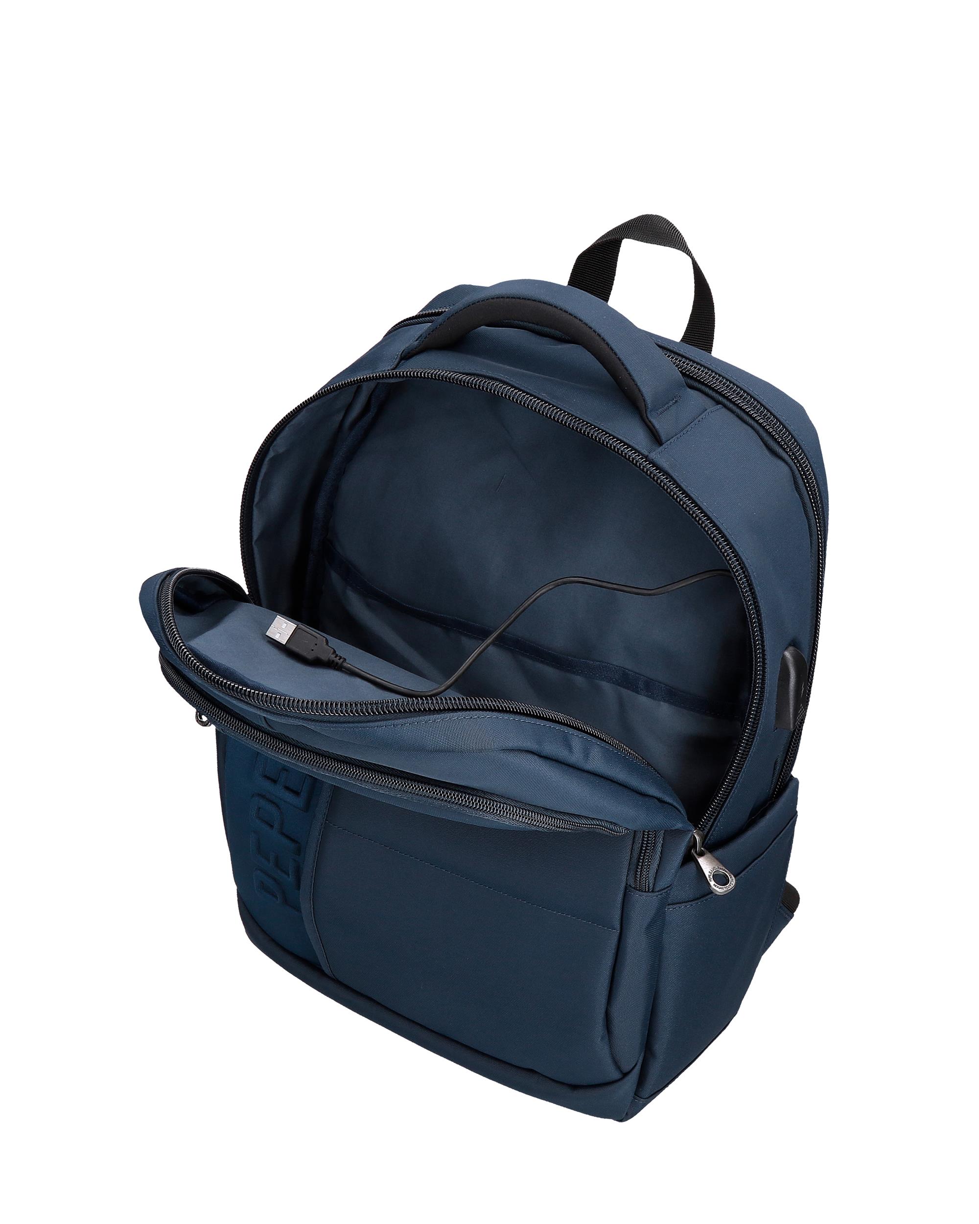Mochila porta ordenador 15,6" Ancor con dos compartimentos y adaptable a trolley Azul-6
