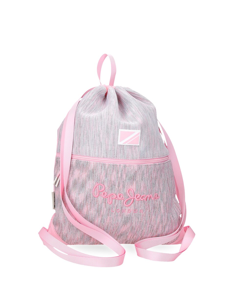 Mochila Saco Pepe Jeans Miri com Bolso com Fecho de Correr Rosa-1
