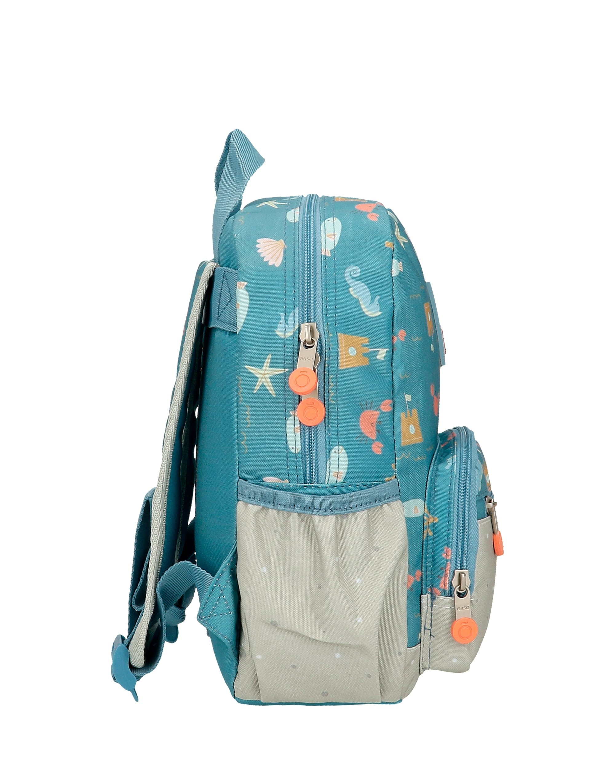 Mochila preescolar Mr Crab 28cm con bolsillo frontal adaptable a carro Azul-2
