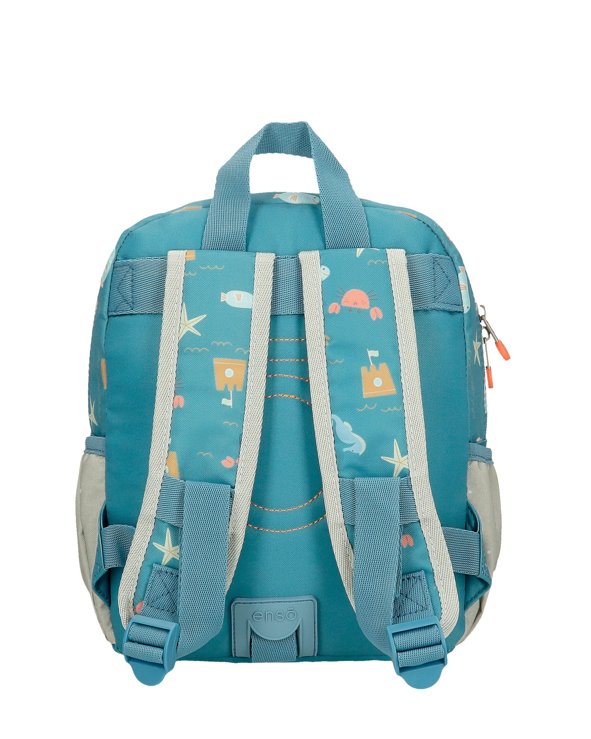 Mochila preescolar Mr Crab 28cm con bolsillo frontal adaptable a carro Azul-3