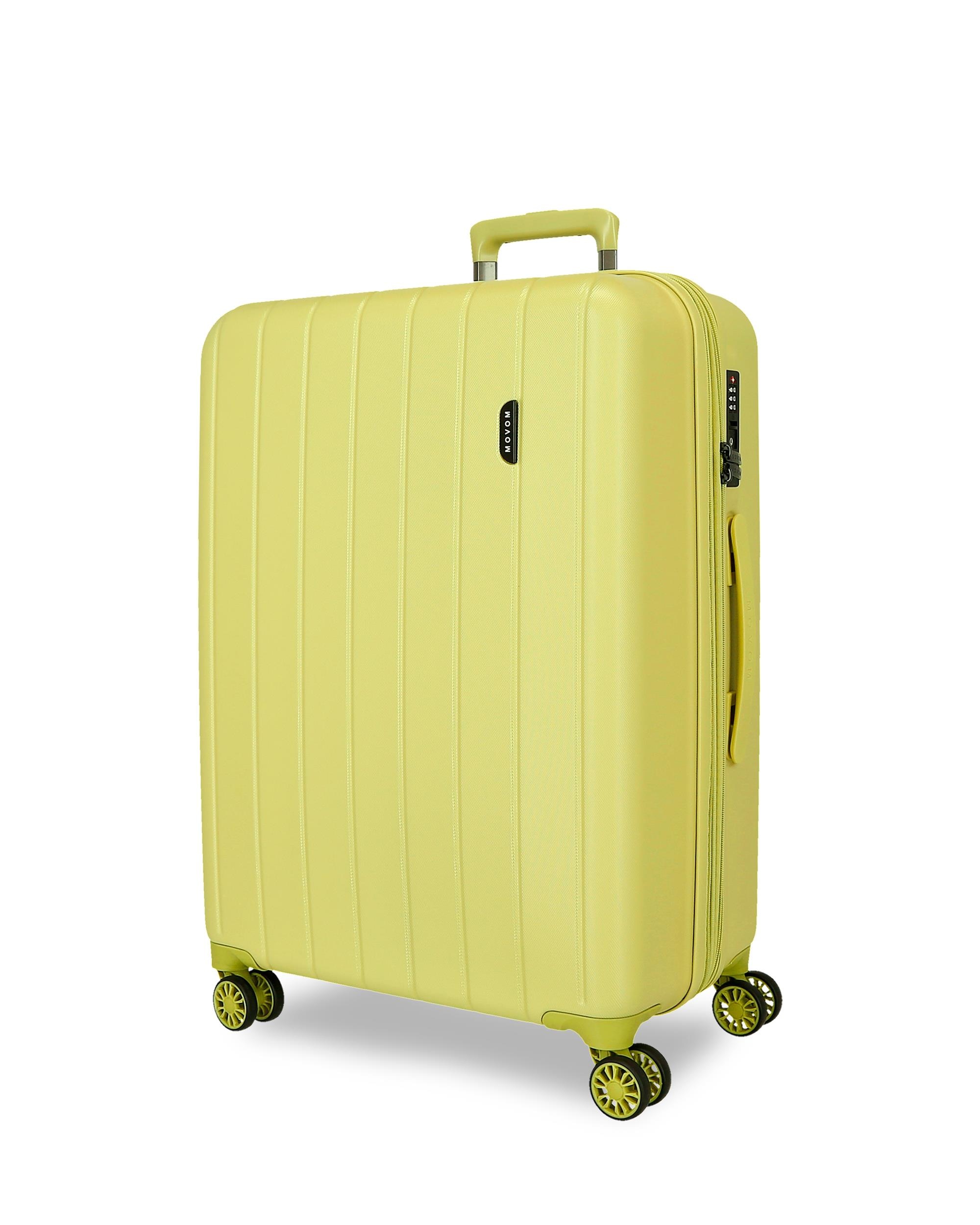 Maleta mediana 68 cm expandible movom wood abs con capacidad de 72l plata - Amarillo Amarillo-1